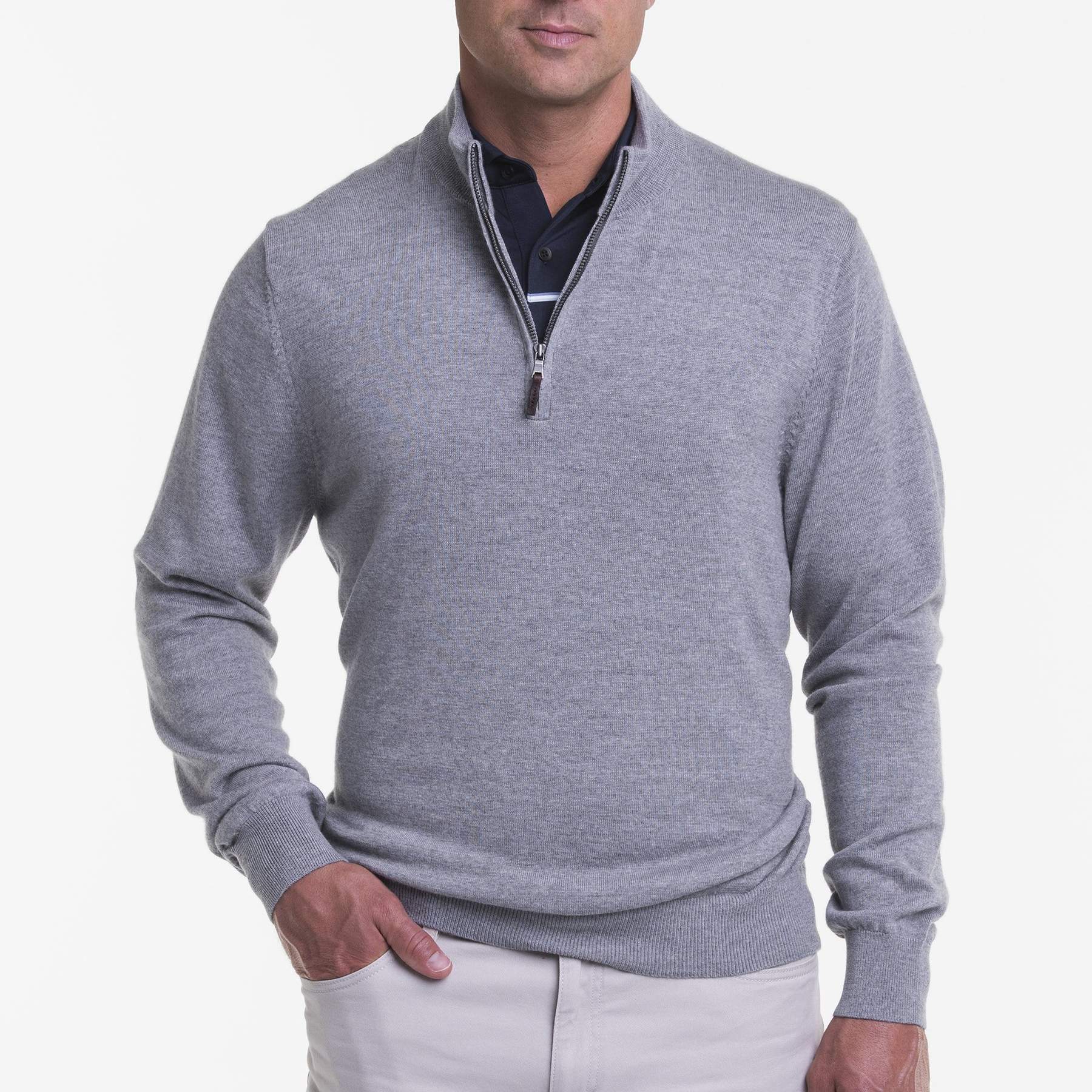 Picture of Fairway & Greene Men's Baruffa Merino Classic Quarter-Zip Pullover Sweater
