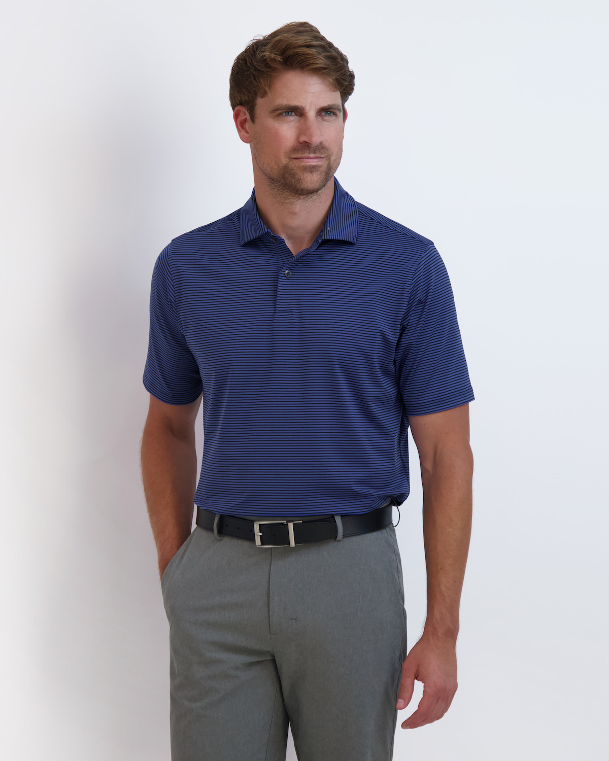 Picture of Fairway & Greene Men's Owens Stripe Tech Jersey Polo Shirt USA MADE