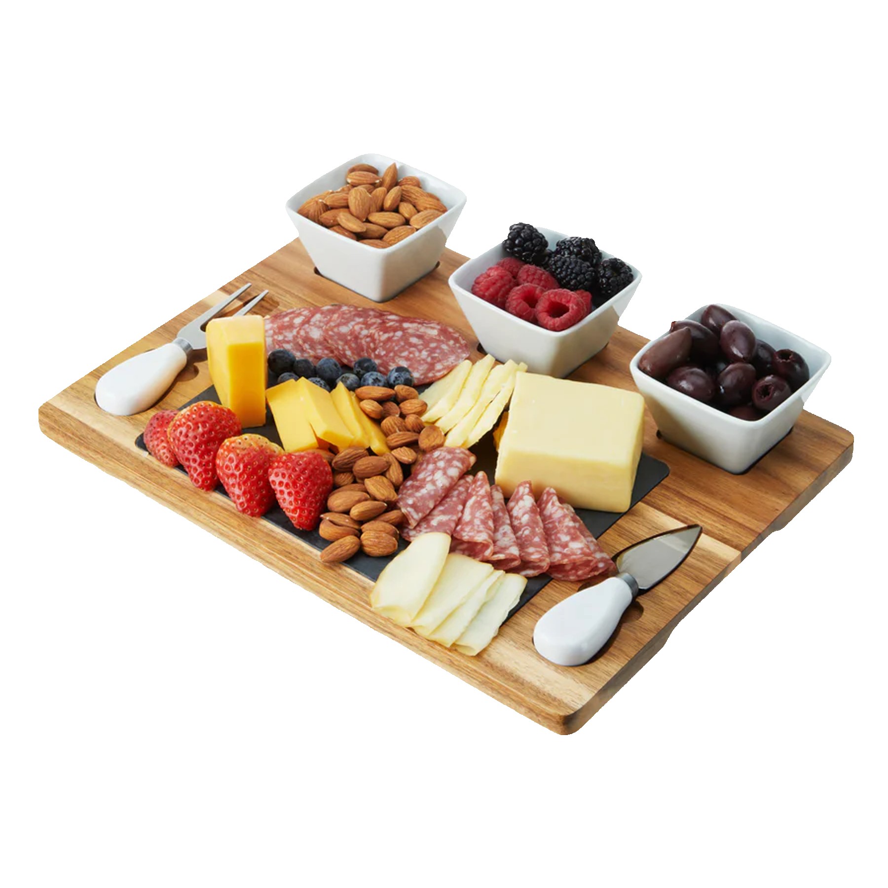 Picture of Acacia & Slate Cheese Board Set W/ Ceramic Bowls