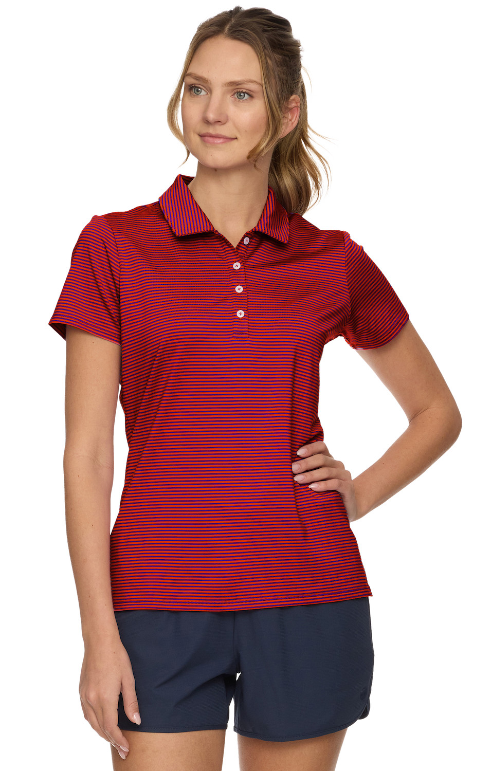 Picture of Flag & Anthem Women's Naples SS Signature Striped Polo