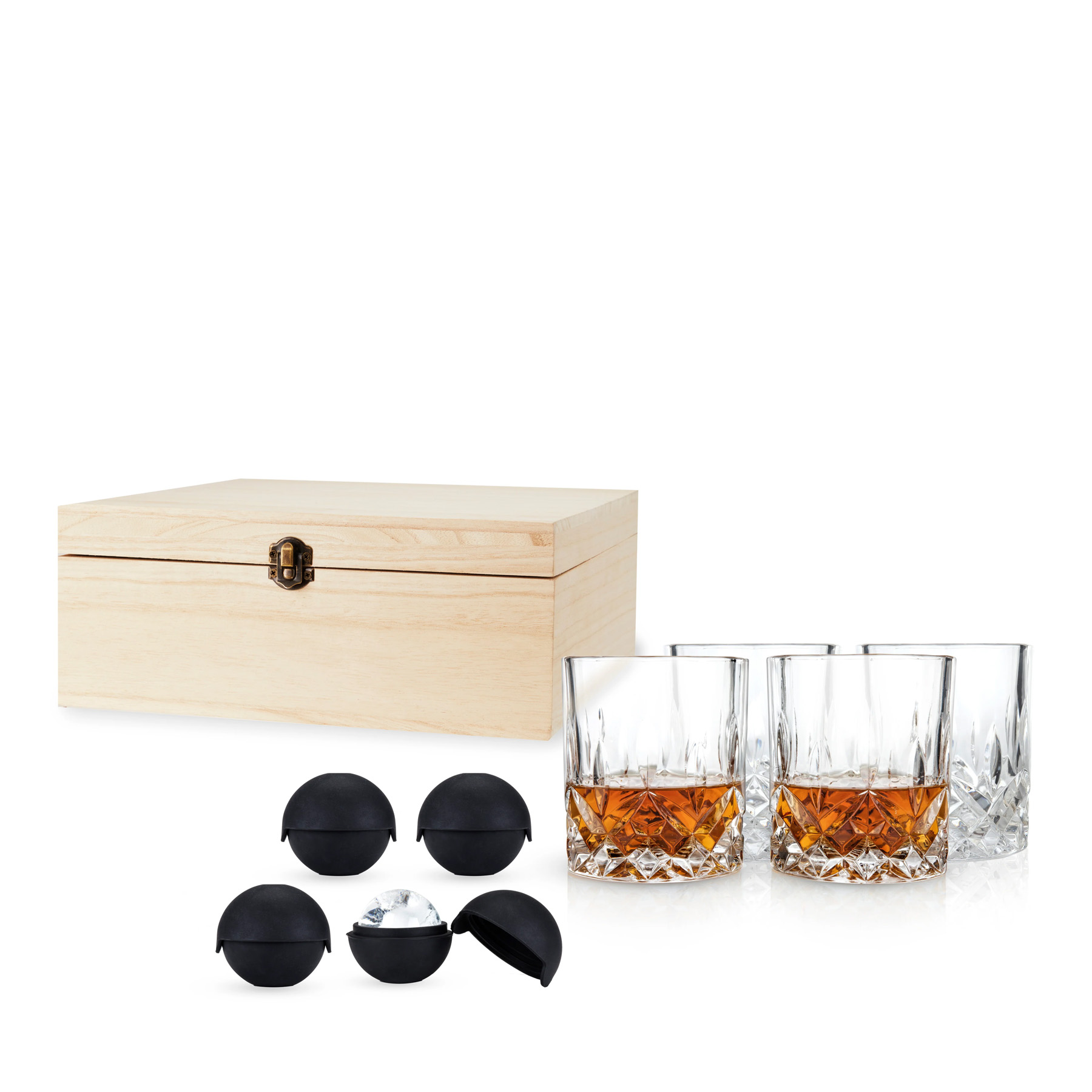 Picture of Crystal Liquor Glass And Ice Sphere Wood Box Set