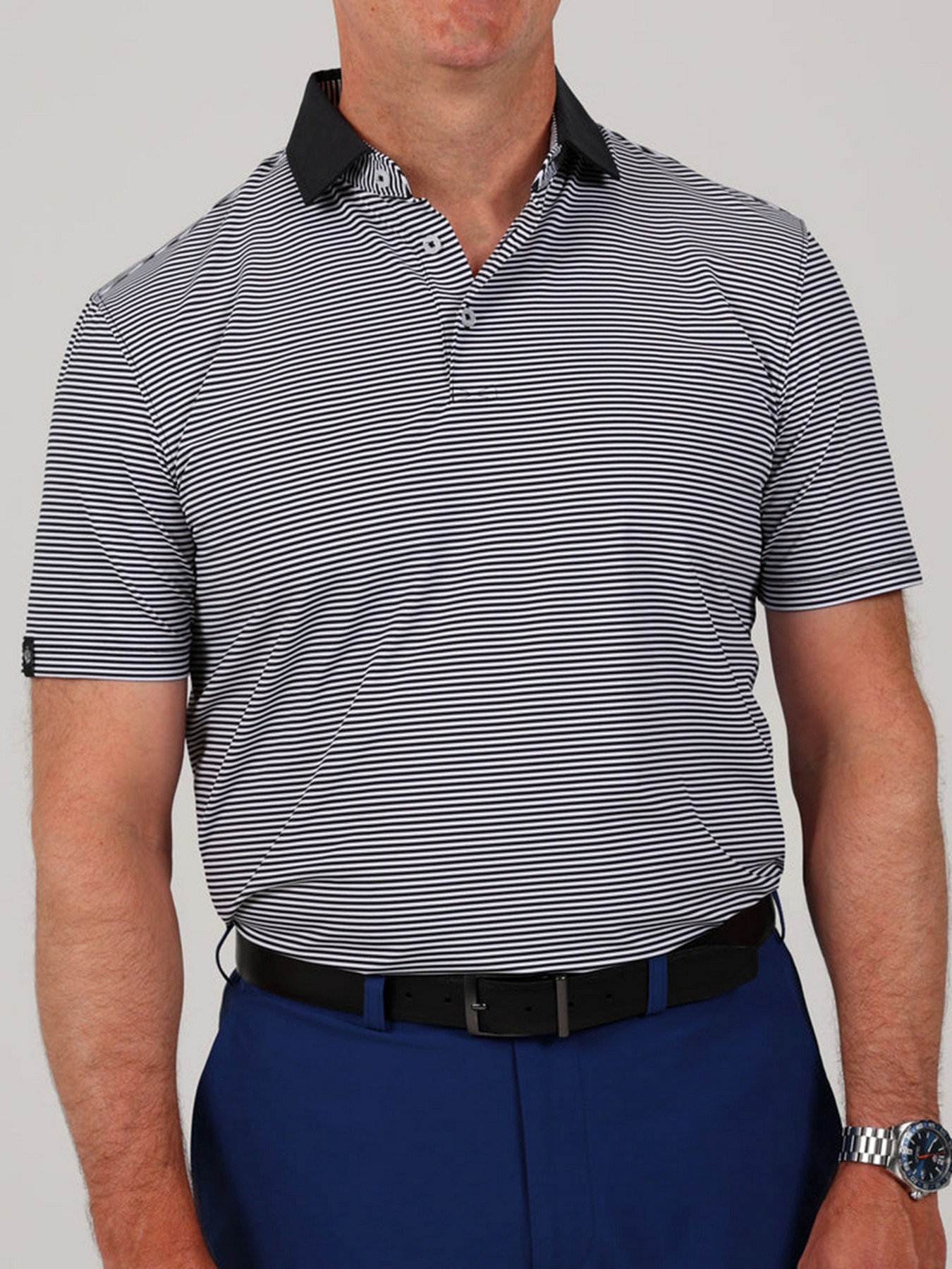 Picture of Donald Ross Owen Feeder Stripe Polo w/ Solid Collar