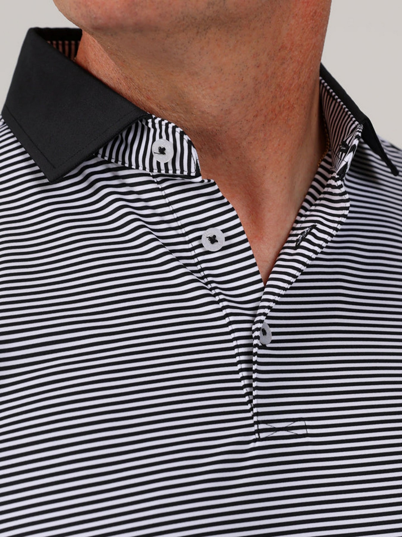 Picture of Donald Ross Owen Feeder Stripe Polo w/ Solid Collar