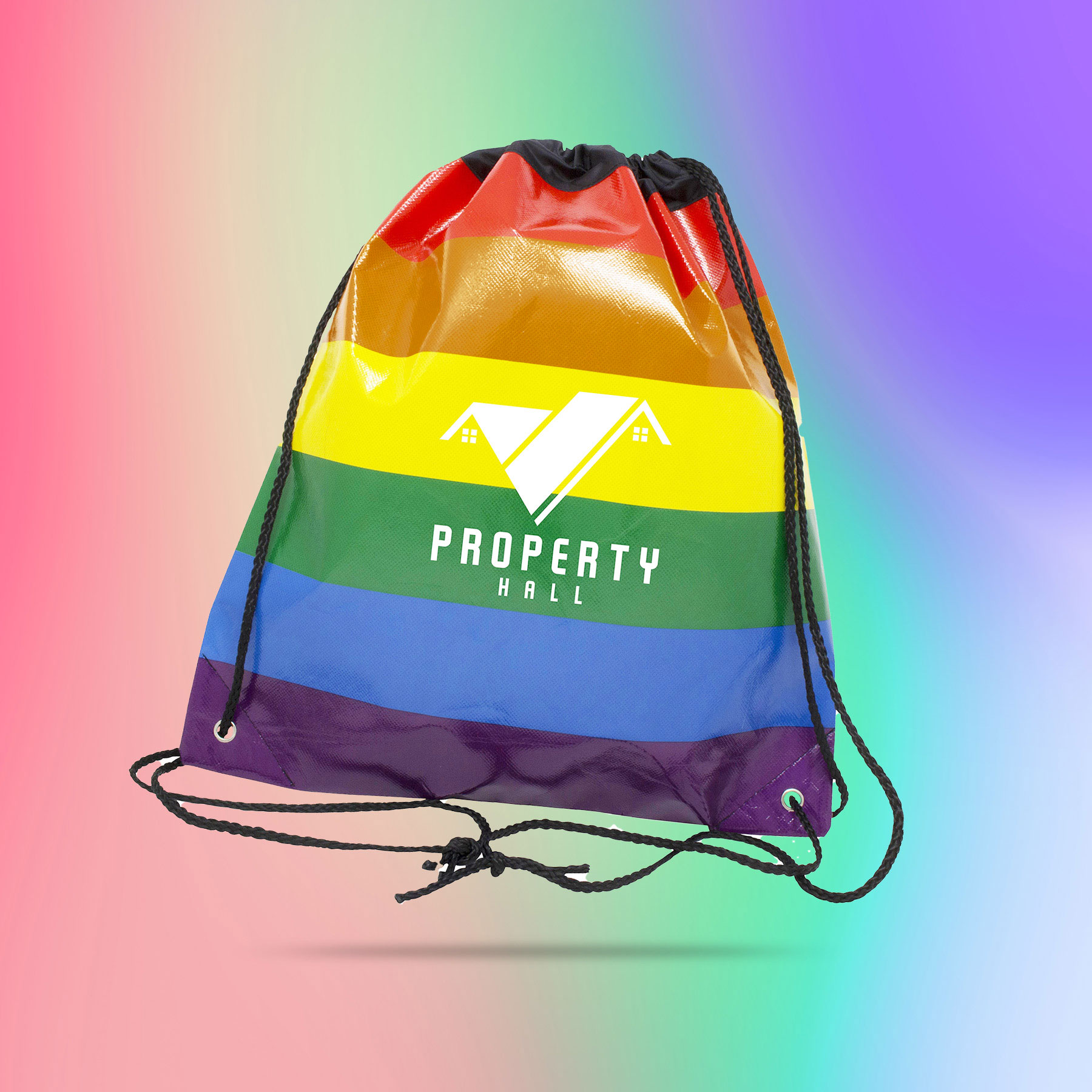 Picture of Jumbo Rainbow Drawstring Backpack Bag