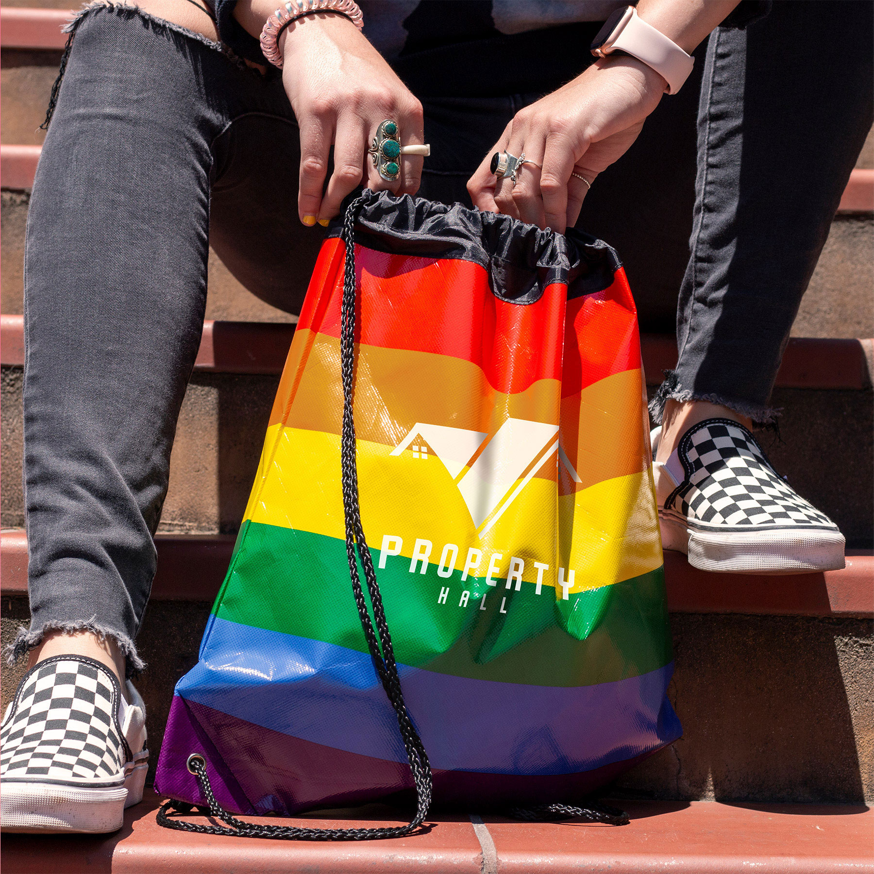 Picture of Jumbo Rainbow Drawstring Backpack Bag