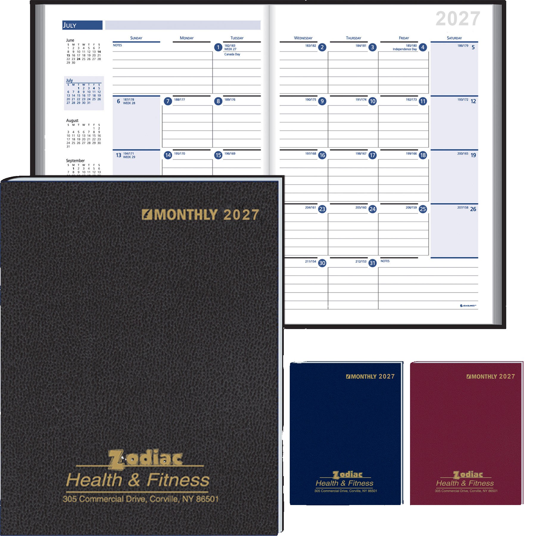 Picture of Ruled Monthly Format Stitched To Cover Desk Planner: 2027