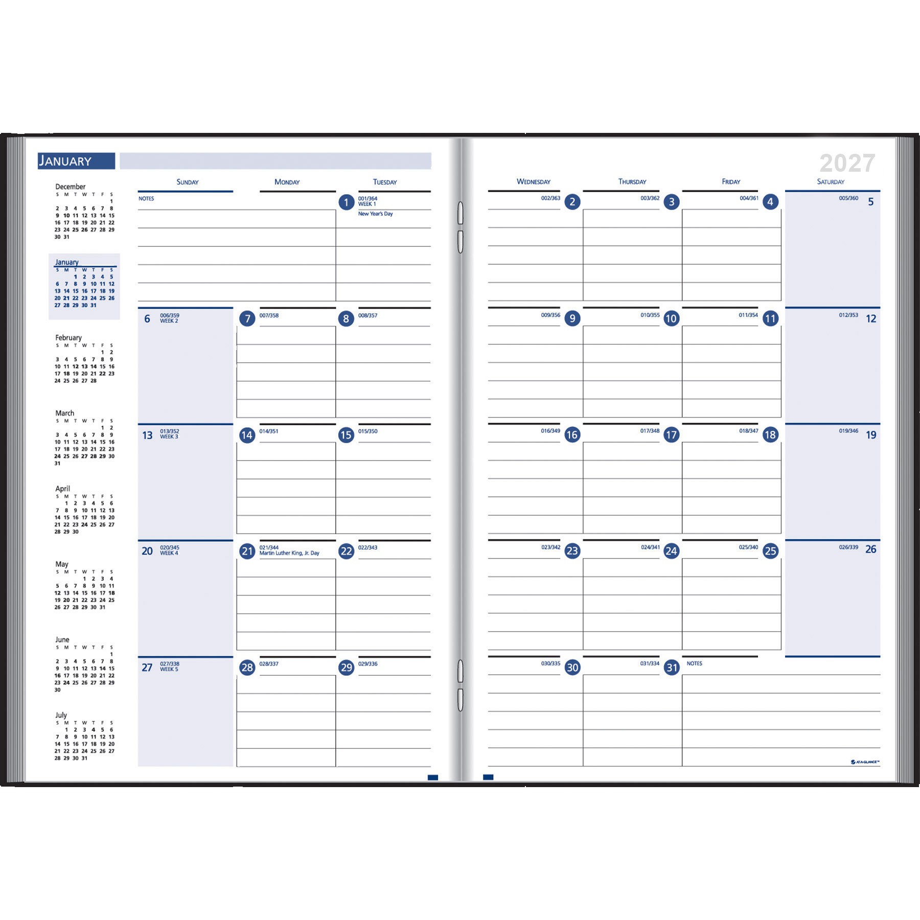 Picture of Ruled Monthly Format Stitched To Cover Desk Planner: 32 Page Planner 2027