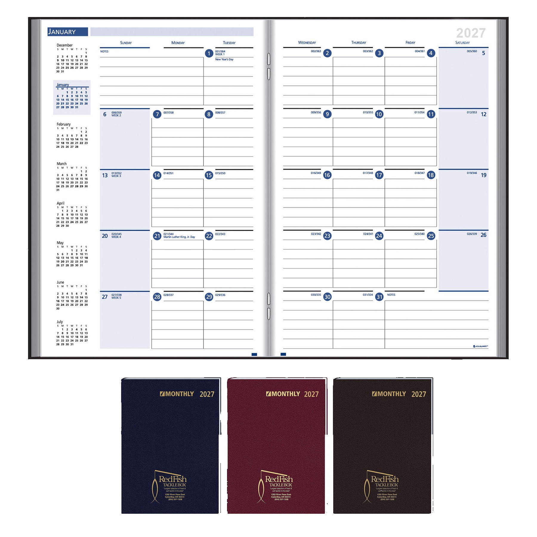 Picture of Ruled Monthly Format Stitched To Cover Desk Planner: 32 Page Planner 2027