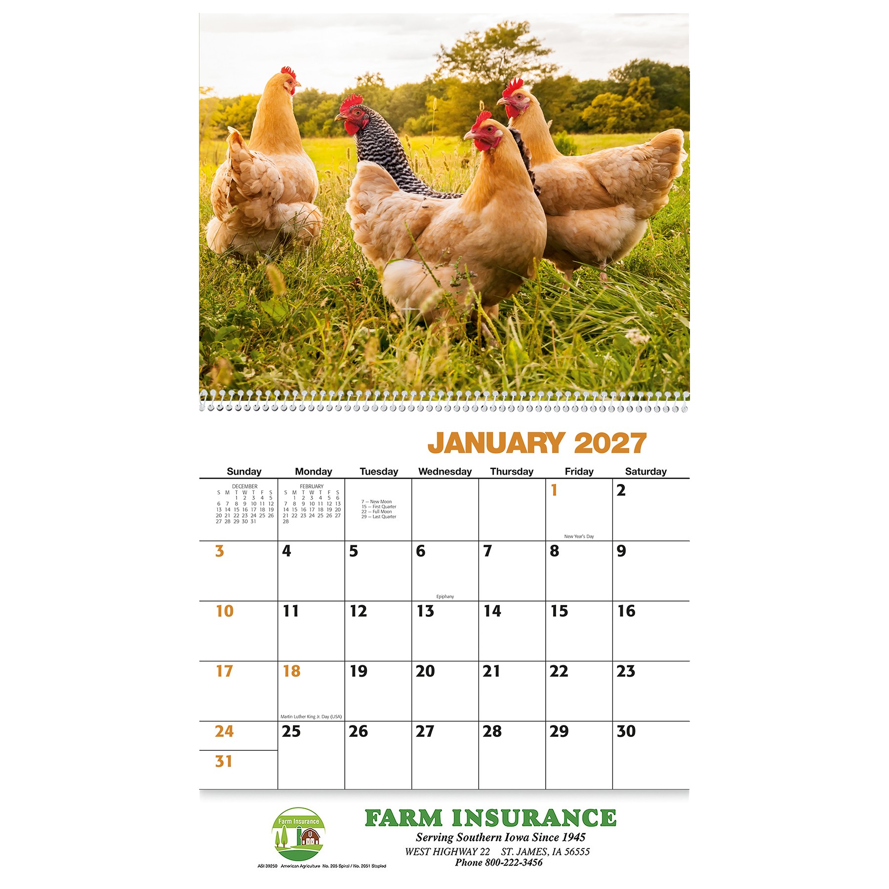 Picture of American Agriculture Wall Calendar: 2027 Spiral Bound
