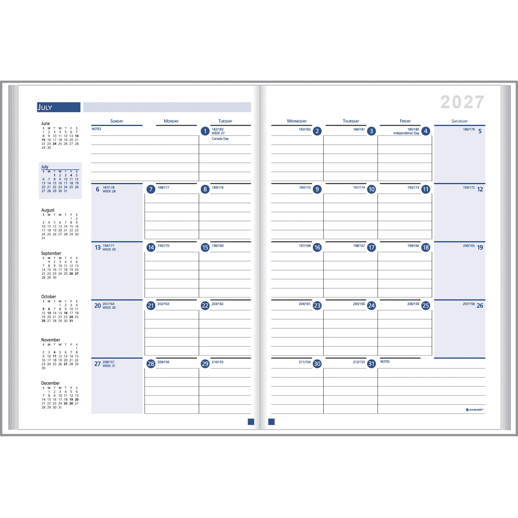 Picture of Ruled Monthly Desk Planner Stitched to Paper Cover: 2027