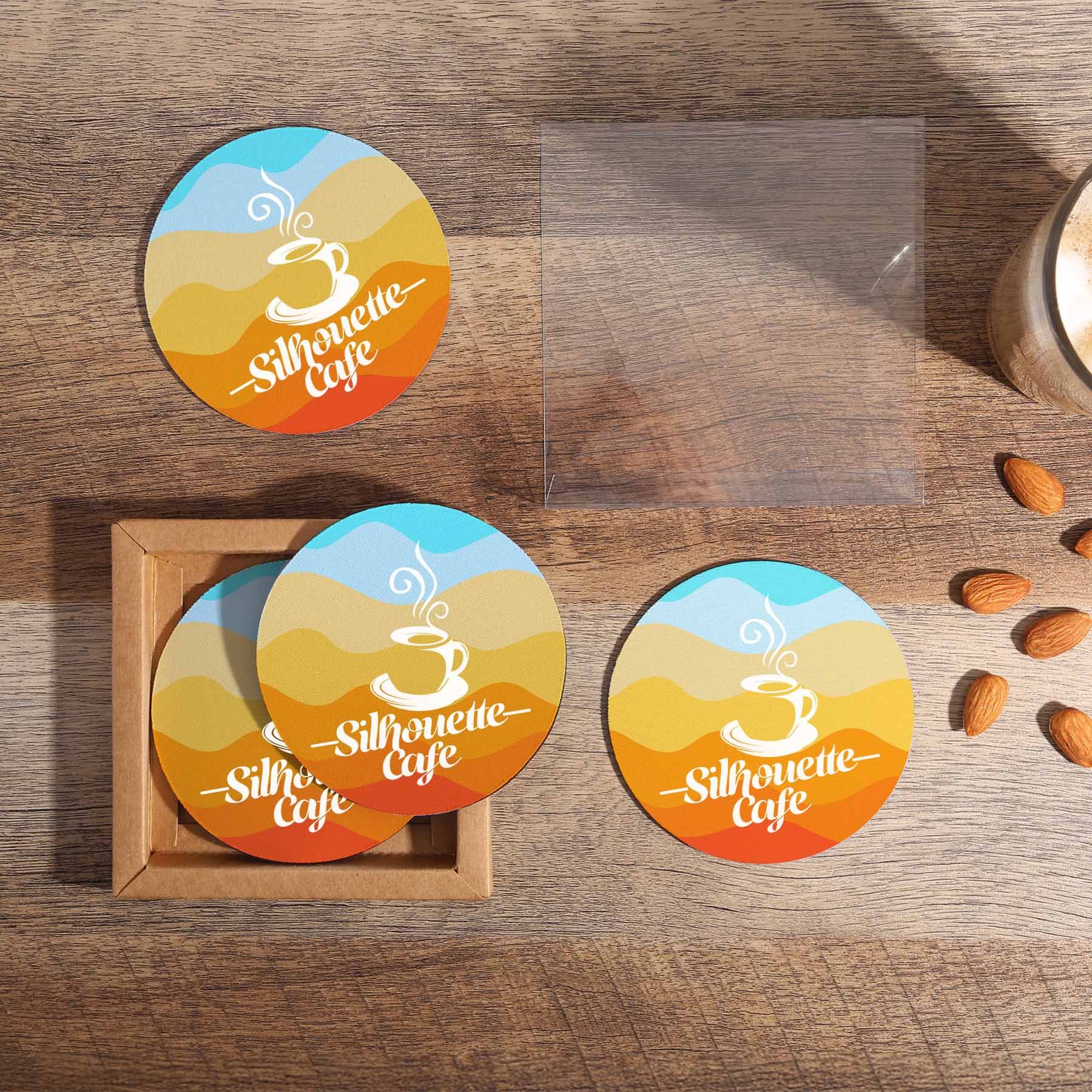 Picture of 4 Pc reGen Recycled Polyester Round Dye Sub Coaster Set