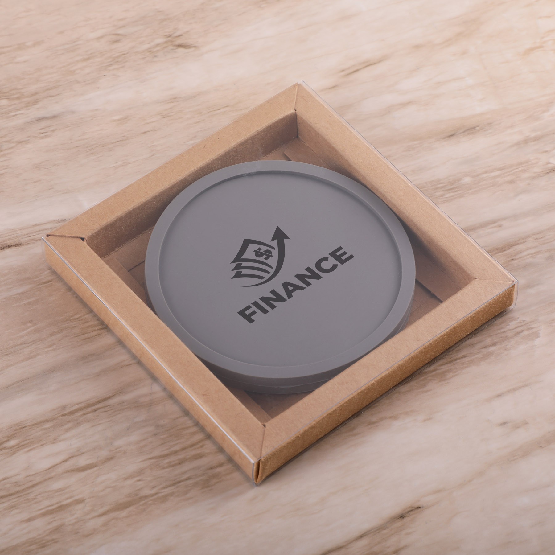 Picture of 2 Pc. Grippy Round Silicone Coaster Set In Box