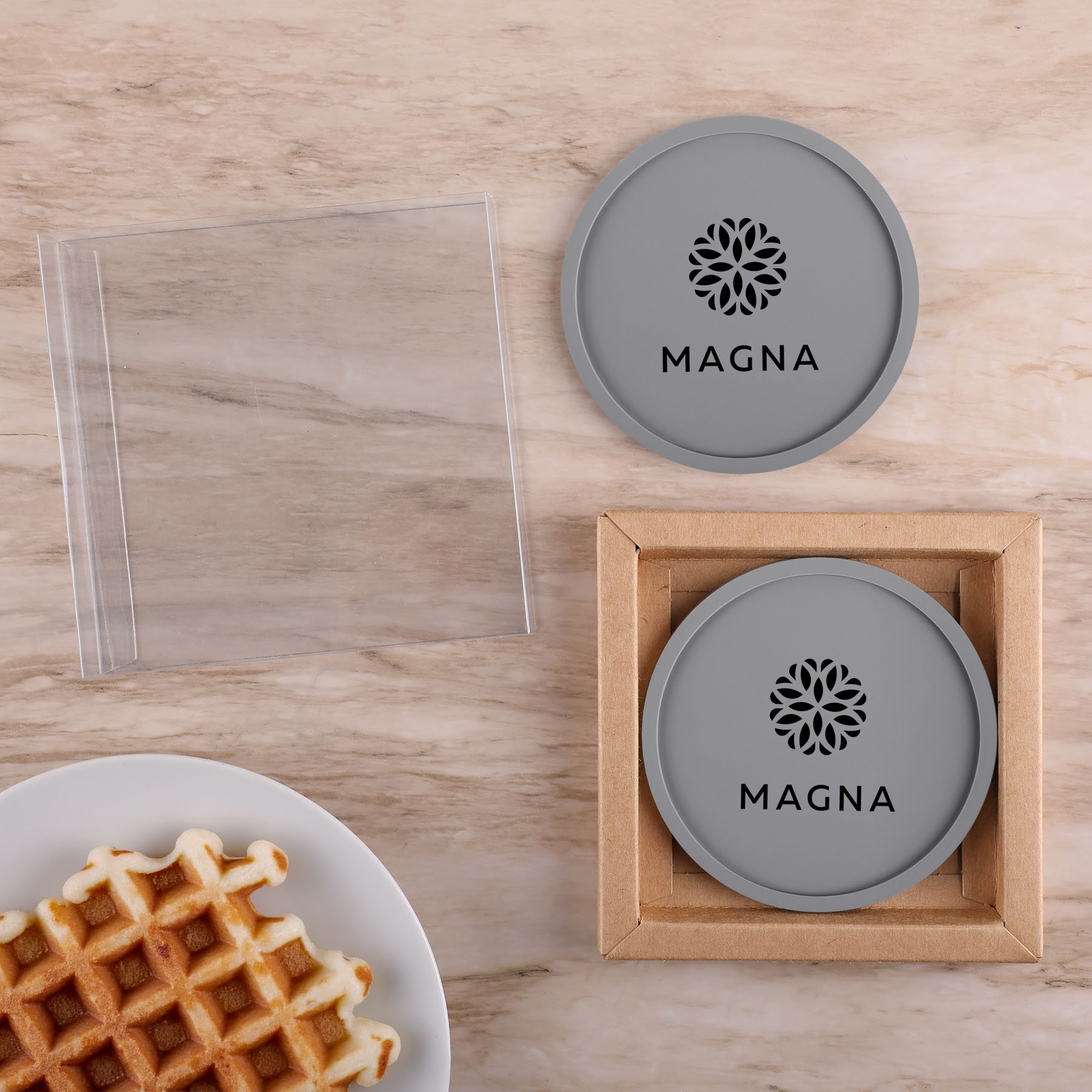 Picture of 2 Pc. Grippy Round Silicone Coaster Set In Box