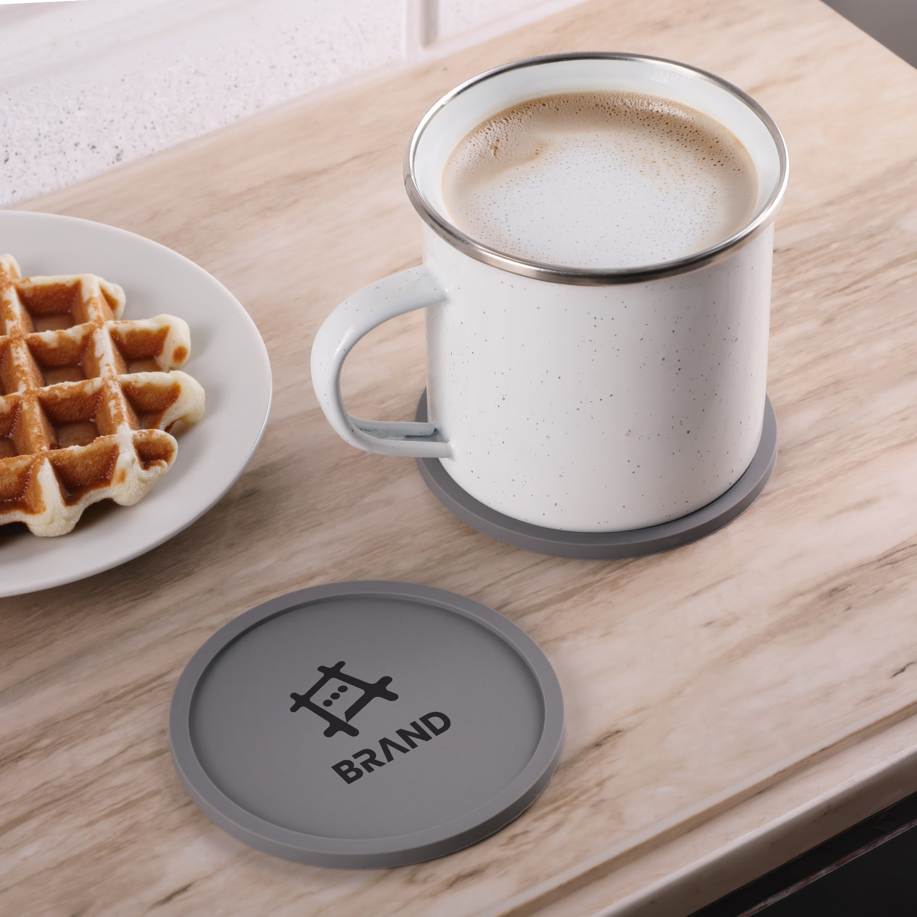 Picture of 2 Pc. Grippy Round Silicone Coaster Set In Box