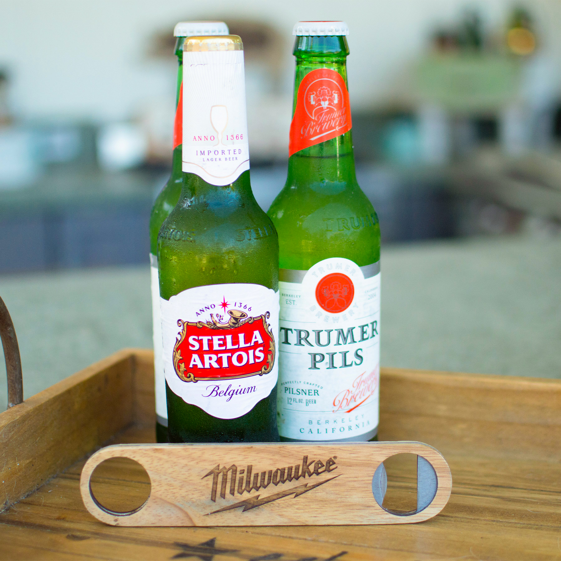 Picture of Slim Profile Wood Bottle Opener with Integrated Metal Jaw