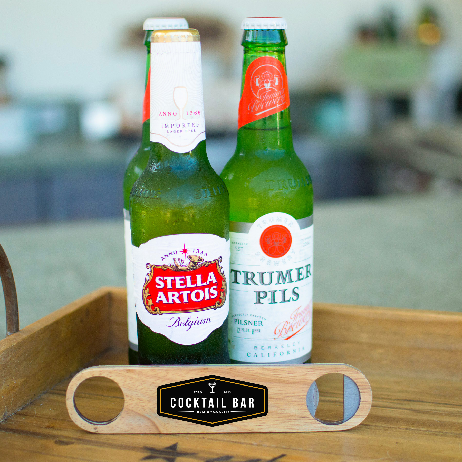 Picture of Slim Profile Wood Bottle Opener with Integrated Metal Jaw