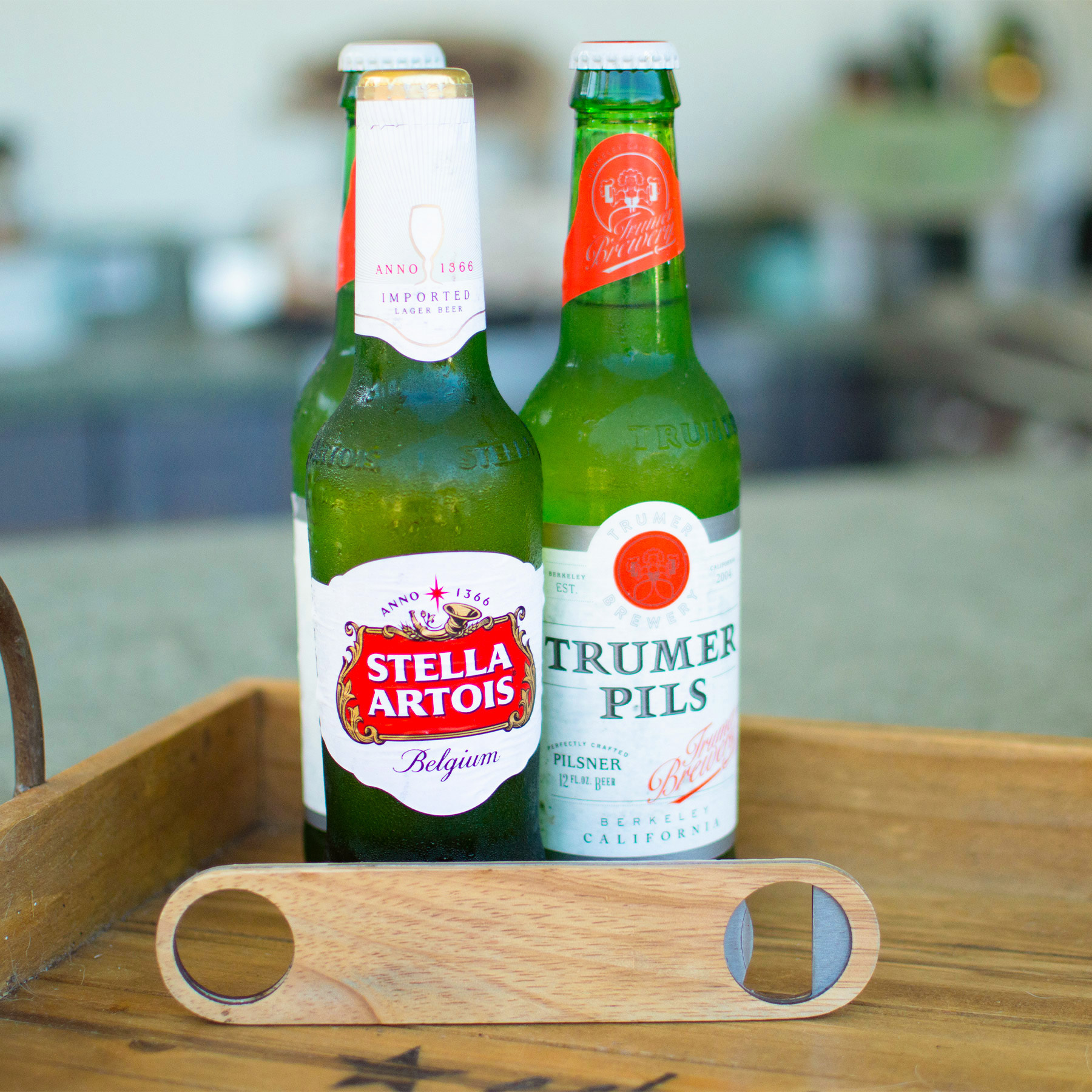 Picture of Slim Profile Wood Bottle Opener with Integrated Metal Jaw