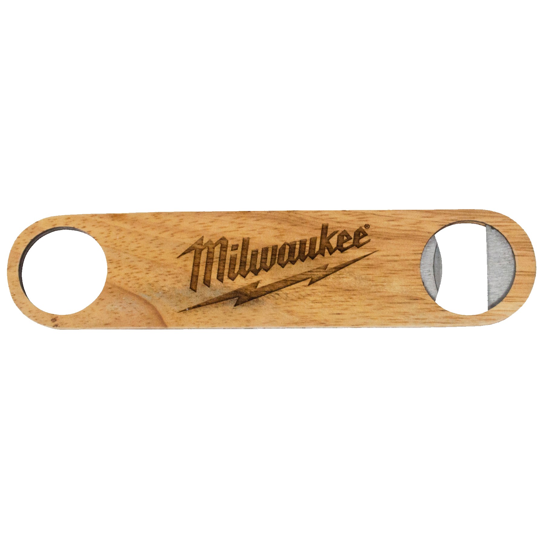 Picture of Slim Profile Wood Bottle Opener with Integrated Metal Jaw