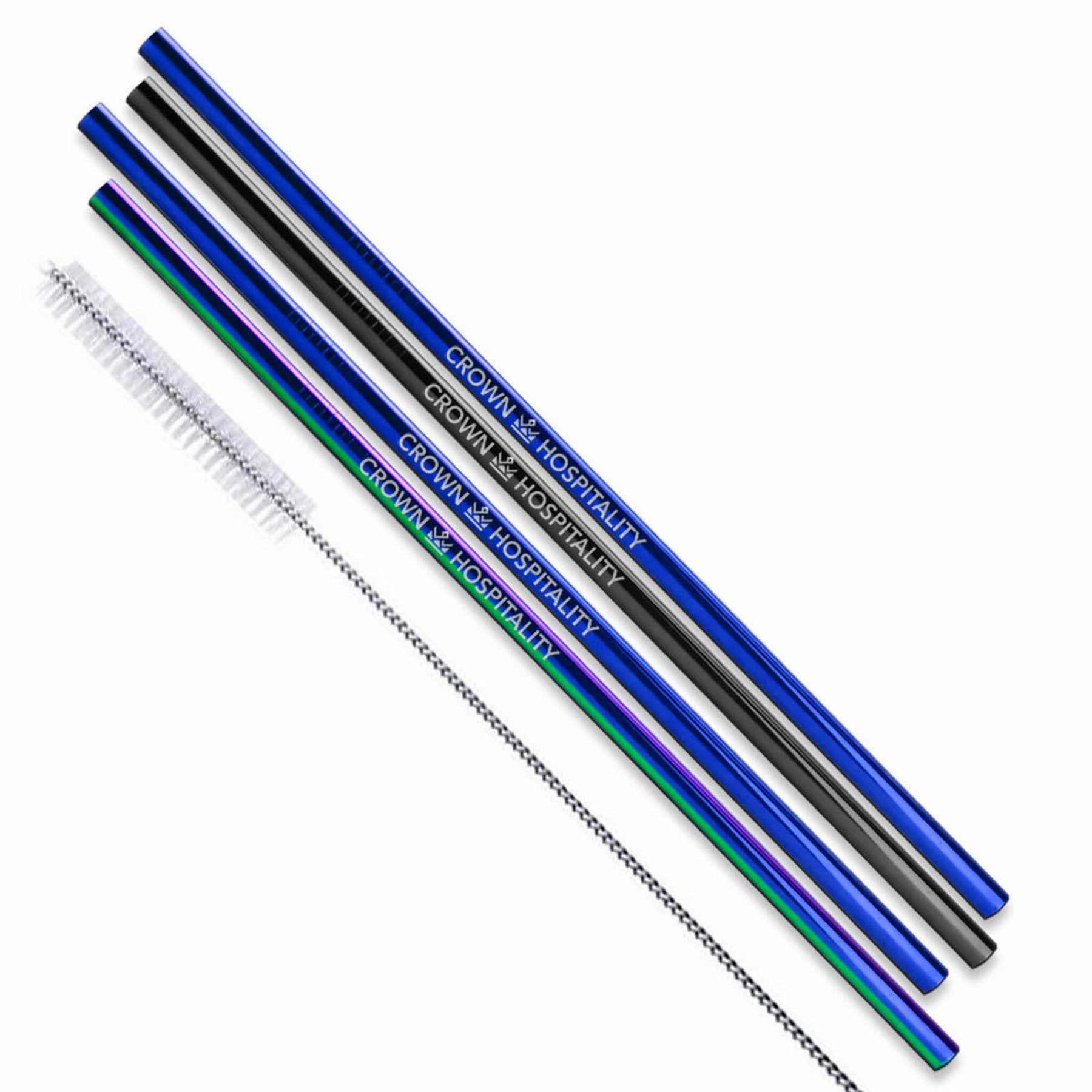 Picture of Straight Stainless Steel Straws: Individually Sold In Black, Blue, Or Rainbow