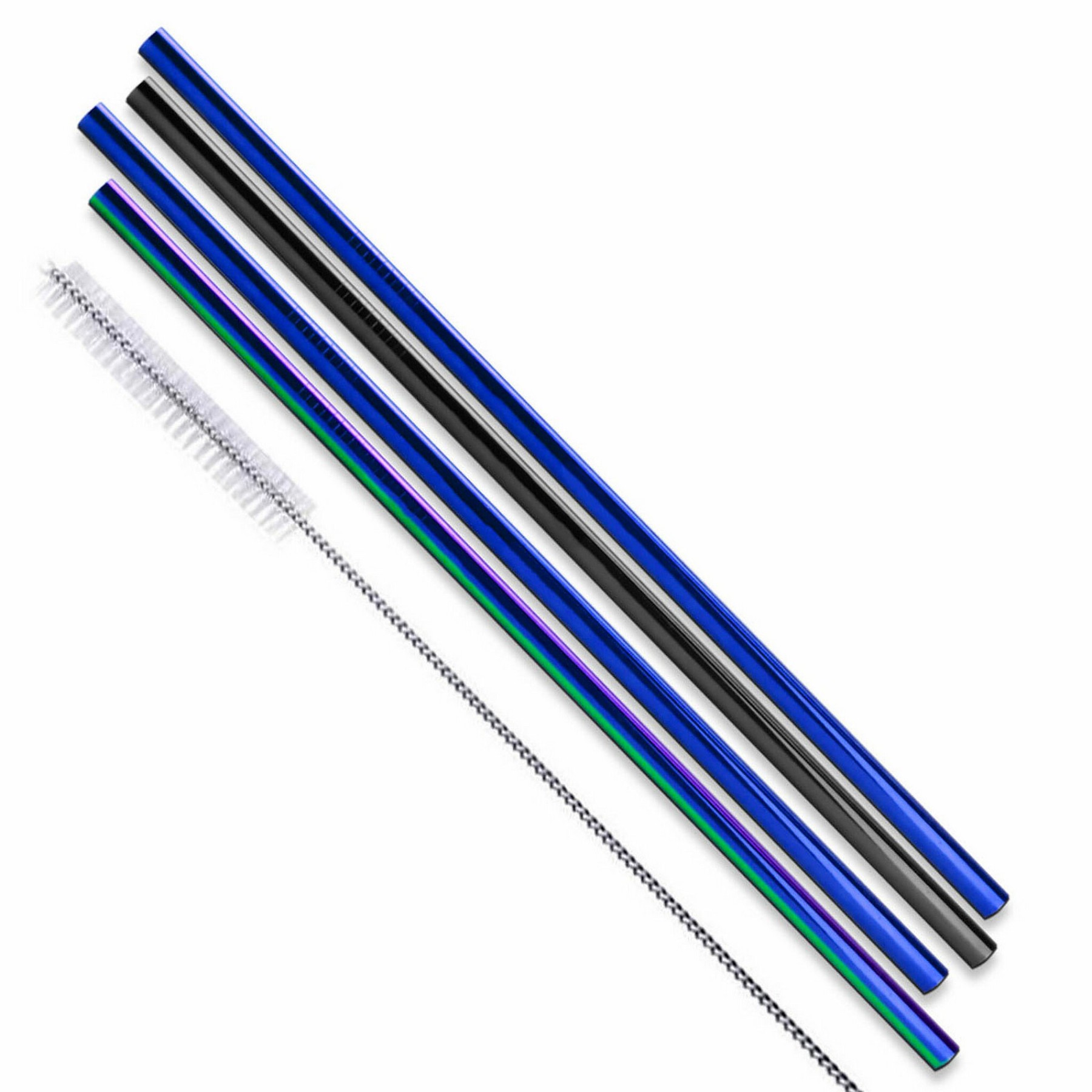 Picture of Straight Stainless Steel Straws: Individually Sold In Black, Blue, Or Rainbow