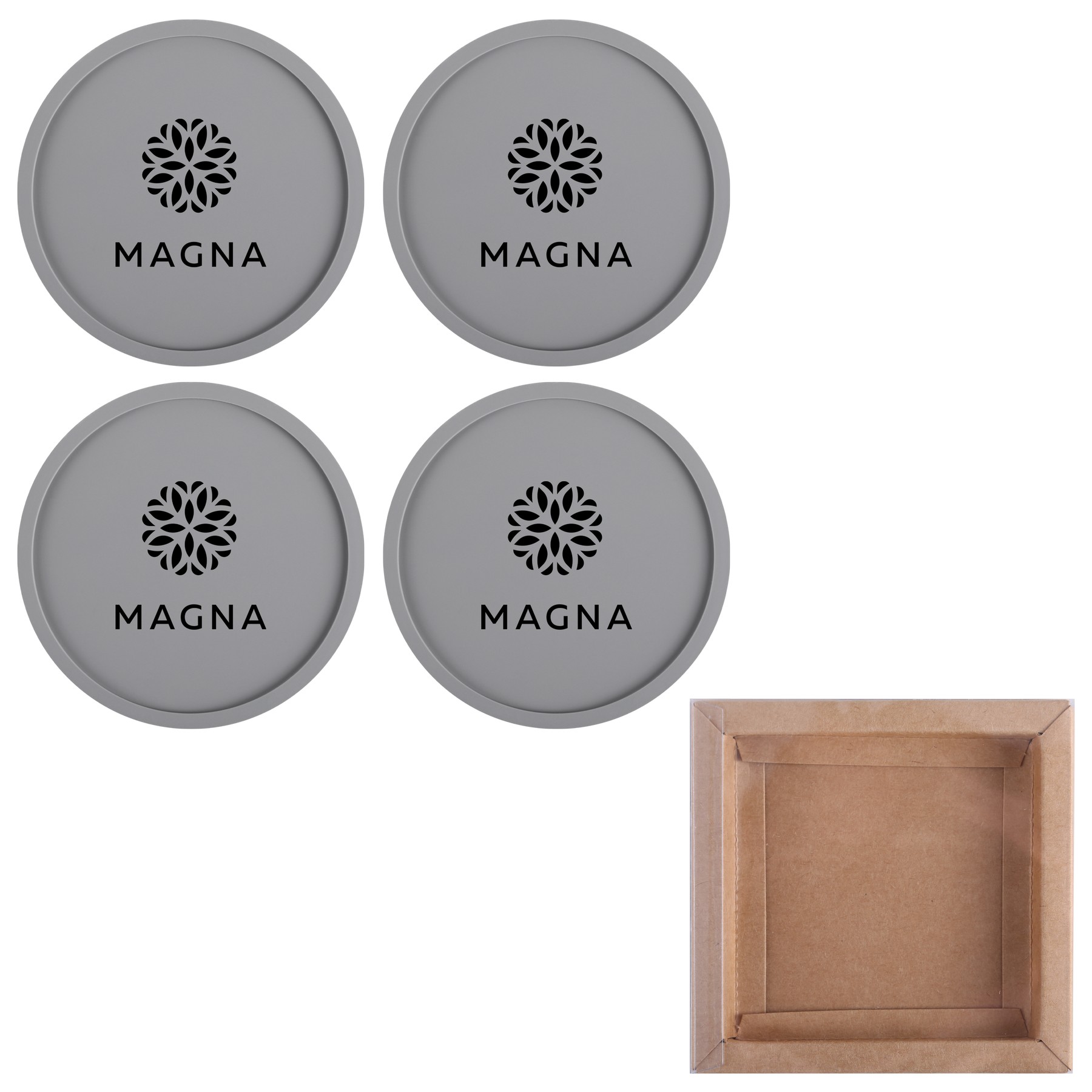 Picture of 4 Pc. Grippy Round Silicone Coaster Set In Box