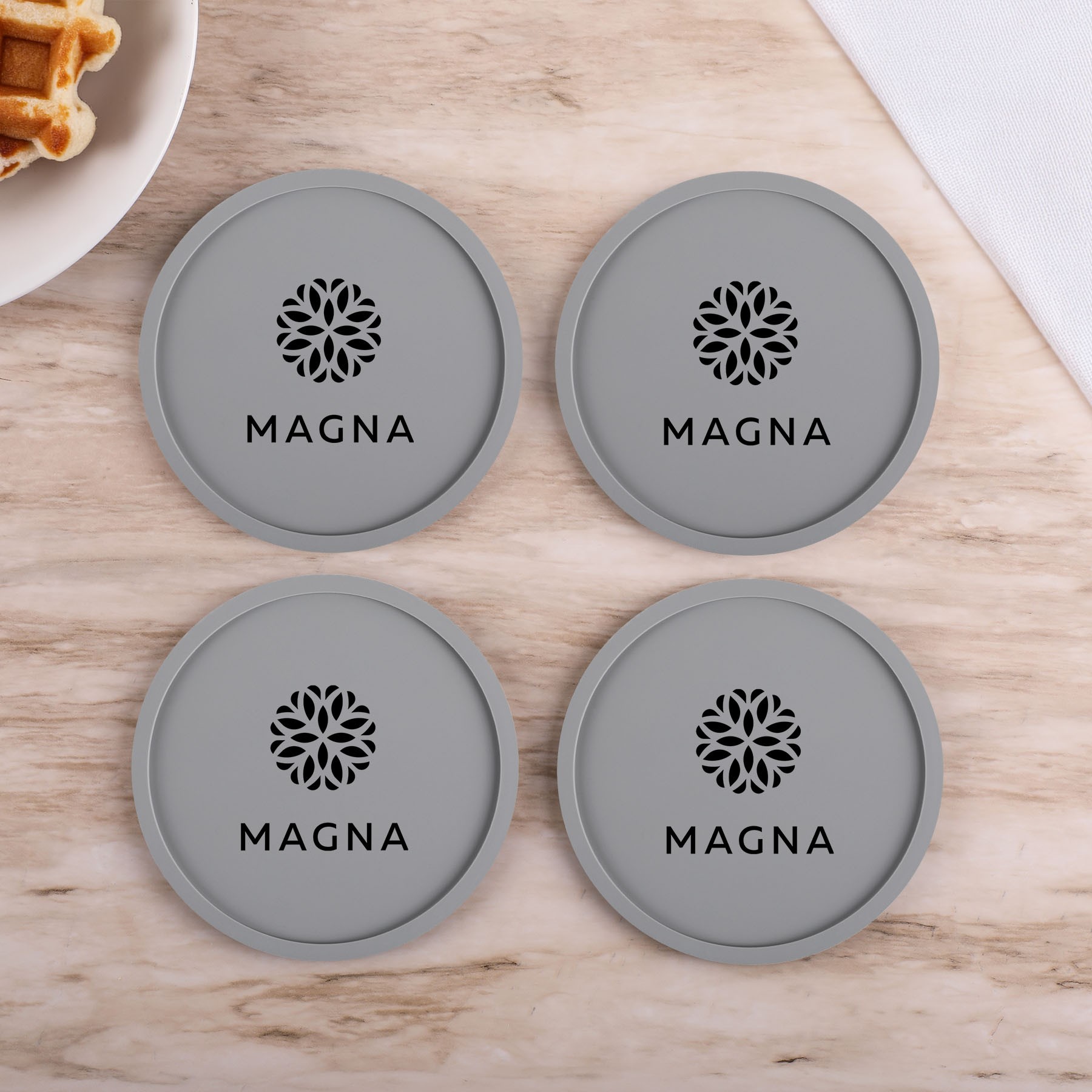 Picture of 4 Pc. Grippy Round Silicone Coaster Set In Box