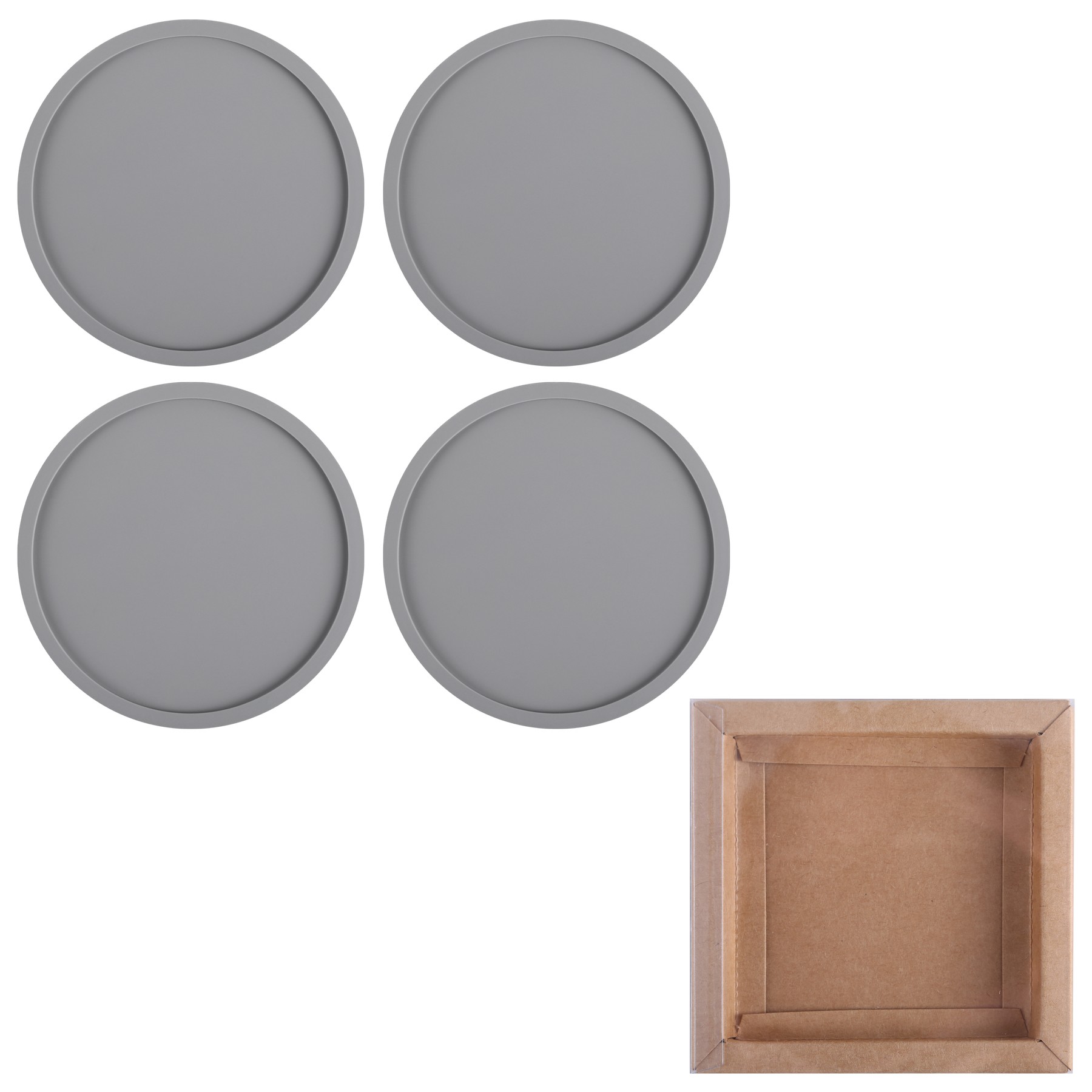 Picture of 4 Pc. Grippy Round Silicone Coaster Set In Box