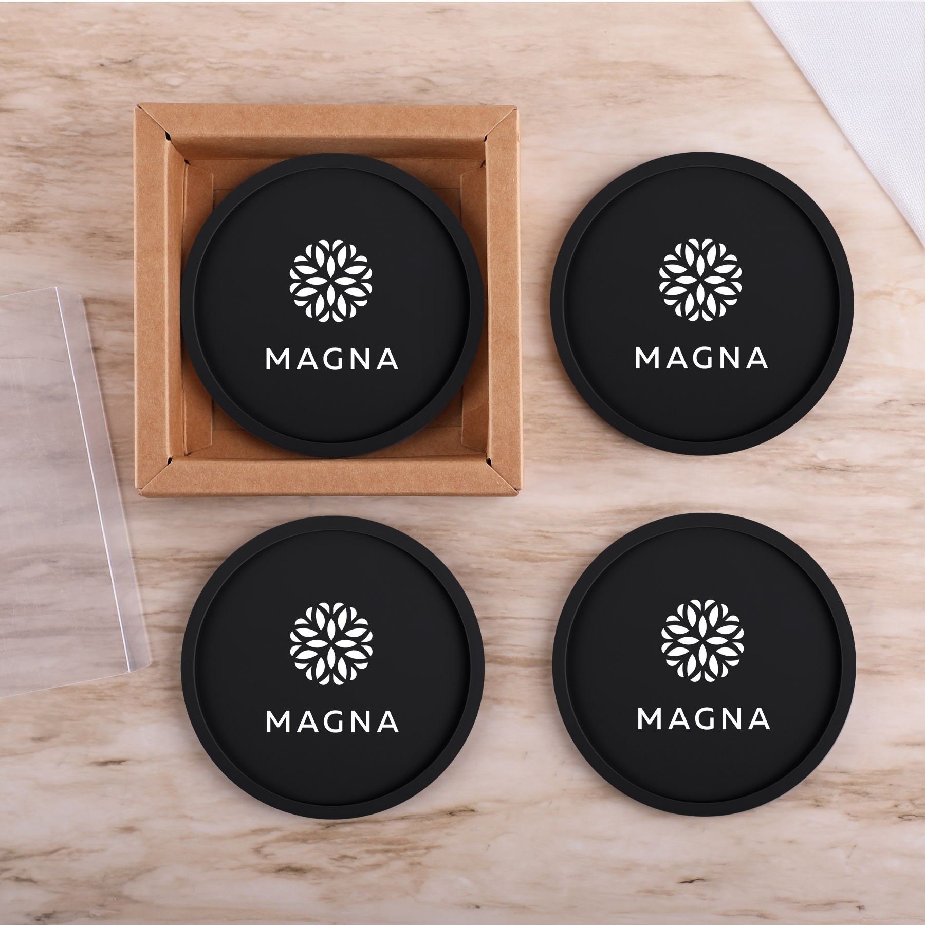 Picture of 4 Pc. Grippy Round Silicone Coaster Set In Box