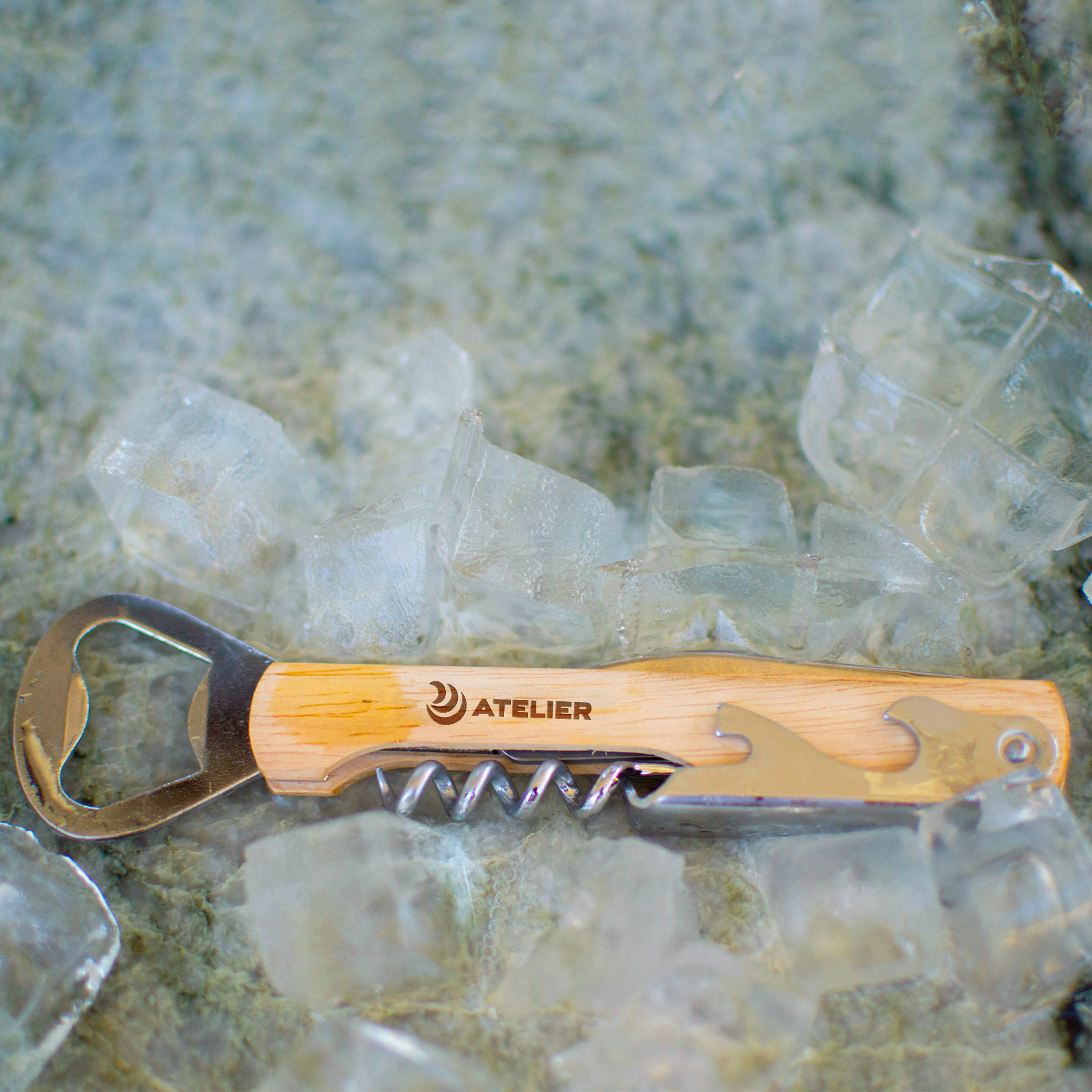 Picture of Wood Bottle Opener - Bottle Opener/Corkscrew Combo