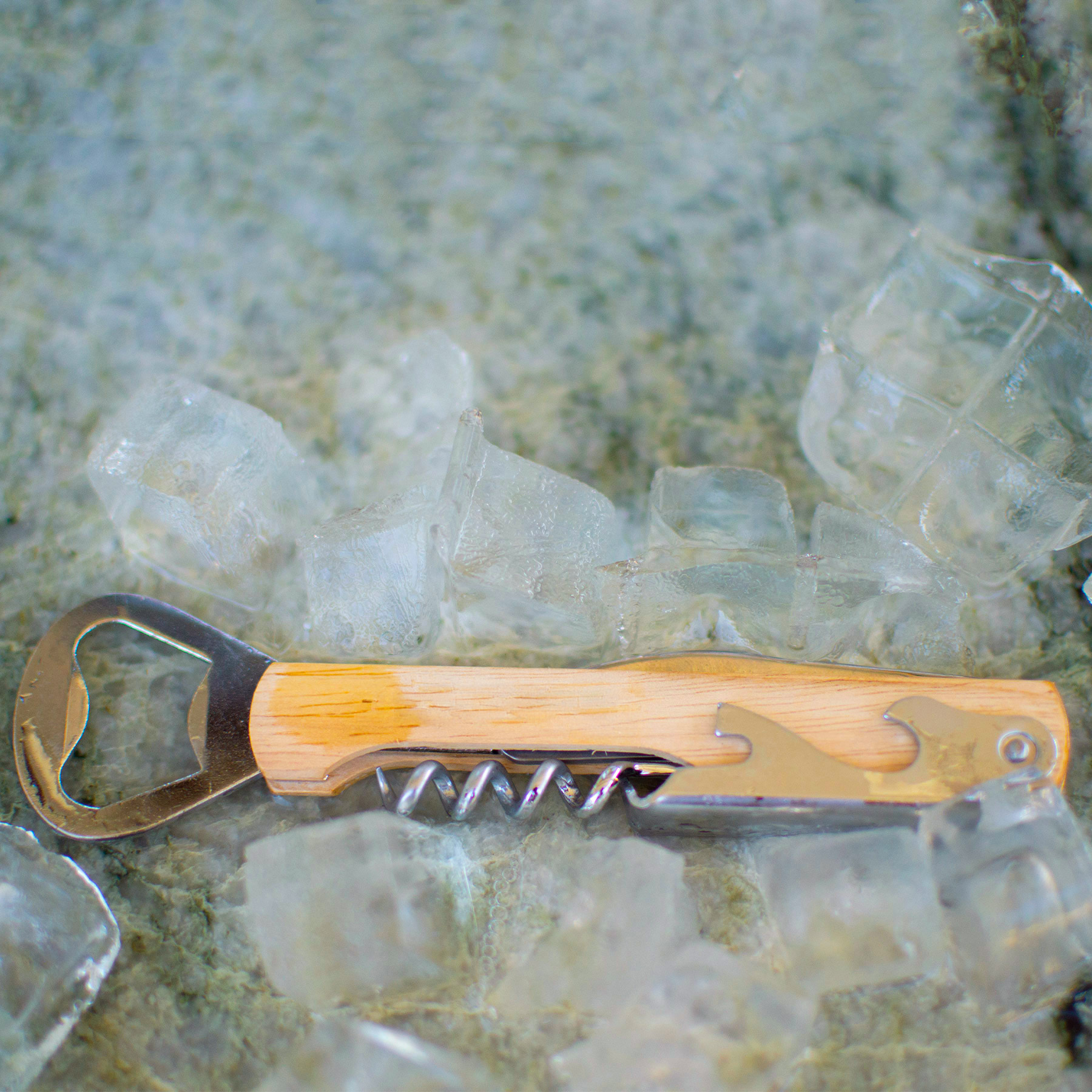 Picture of Wood Bottle Opener - Bottle Opener/Corkscrew Combo