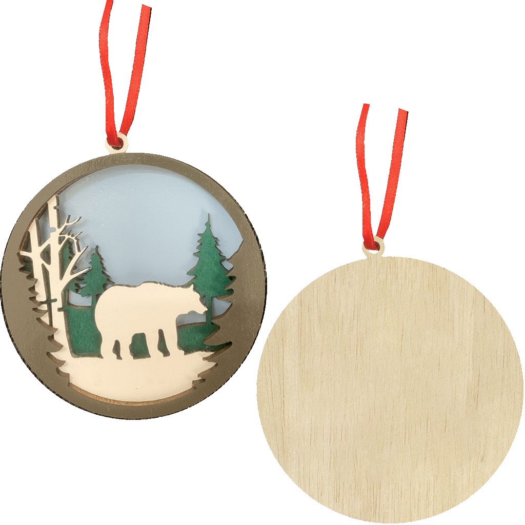 Picture of Bear In Woods Layered Wood Ornament: Bear in Woods