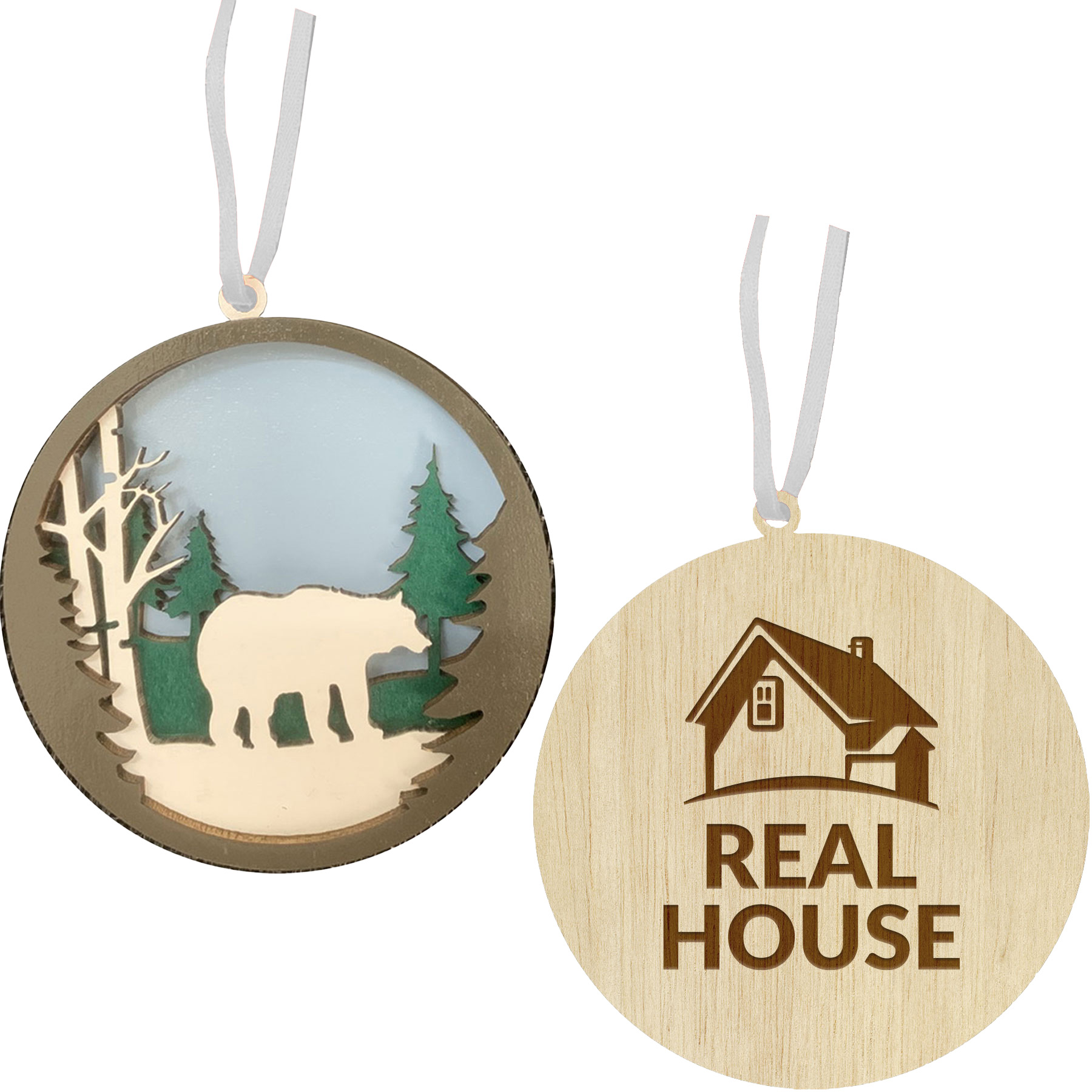 Picture of Bear In Woods Layered Wood Ornament: Bear in Woods
