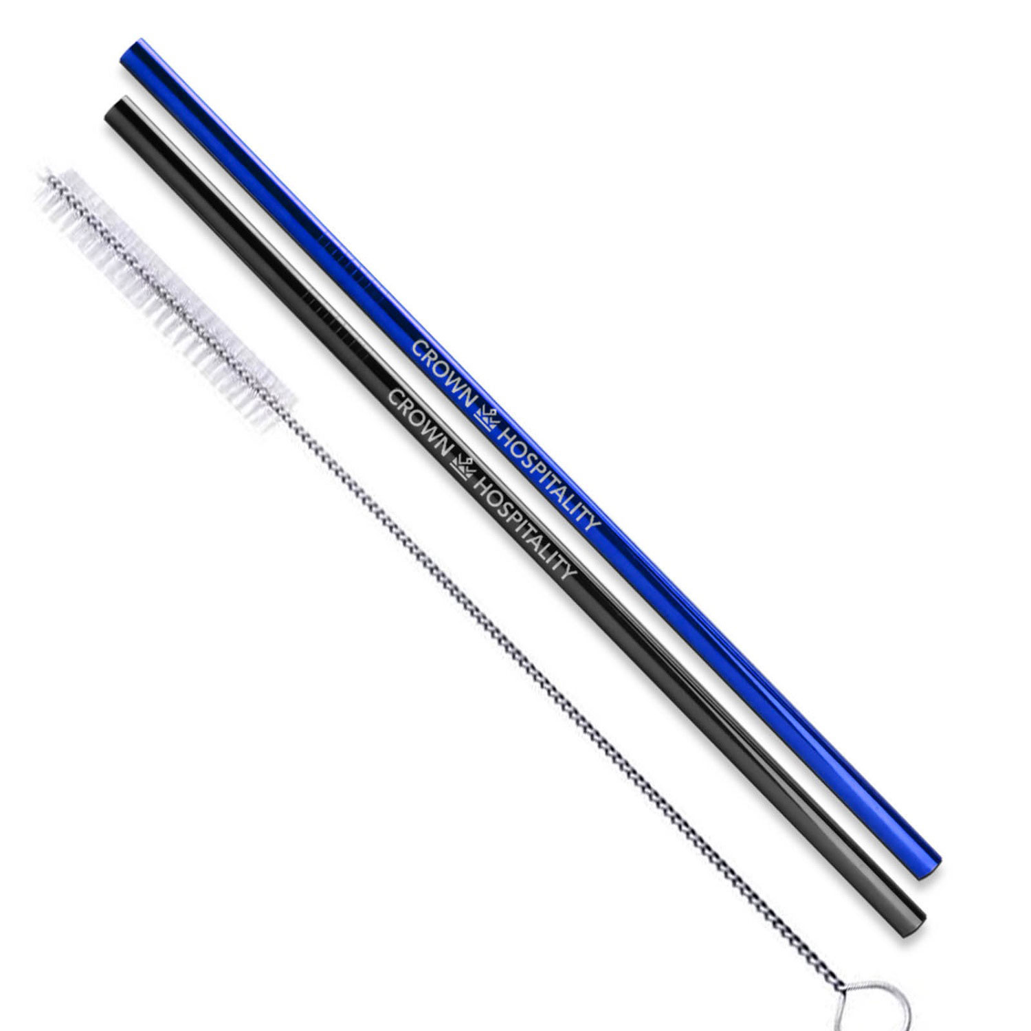Picture of Straight Stainless Steel Straws: Set Of 2" Black, Blue, And/Or Rainbow