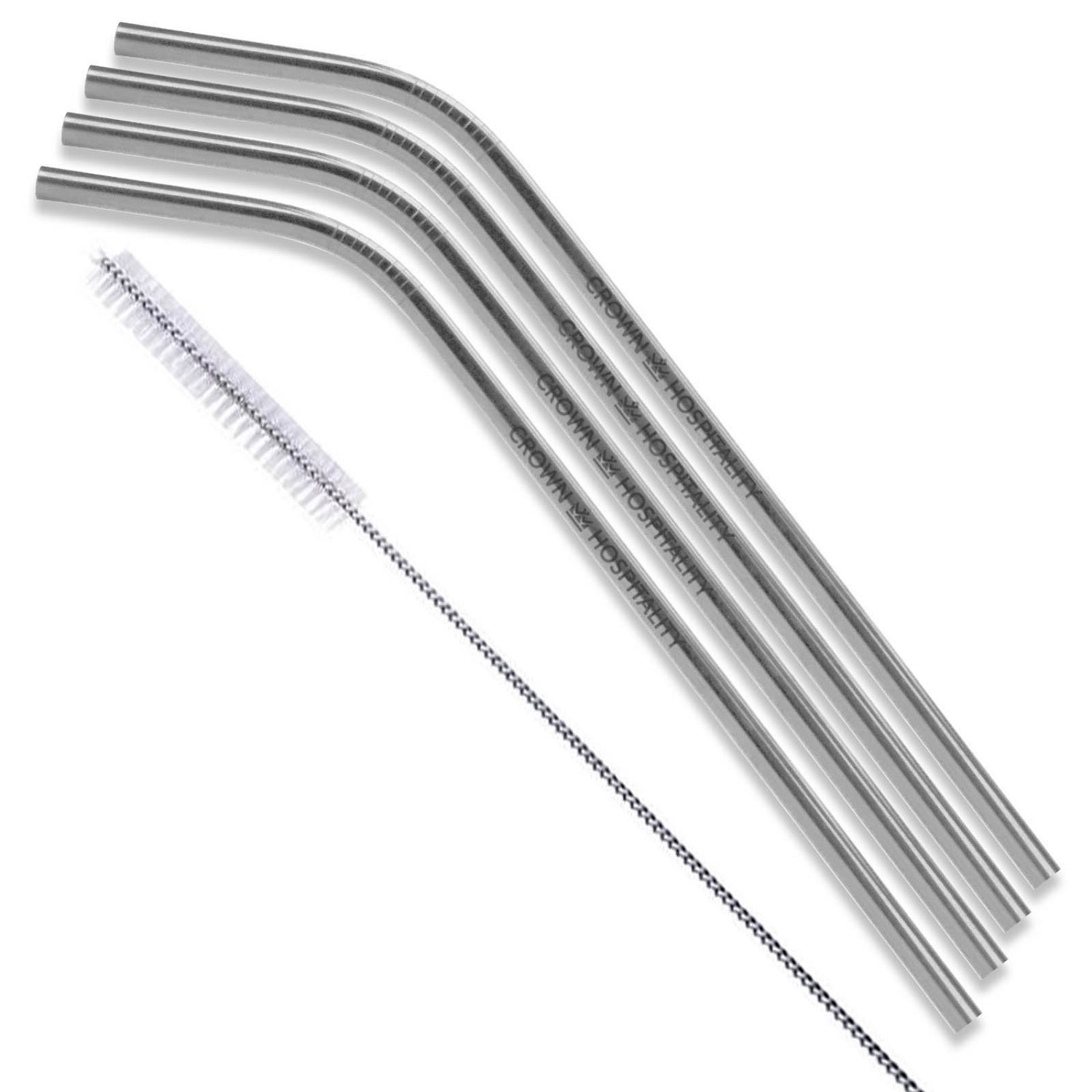 Picture of Bent Stainless Steel Straws: Set Of 4" Silver