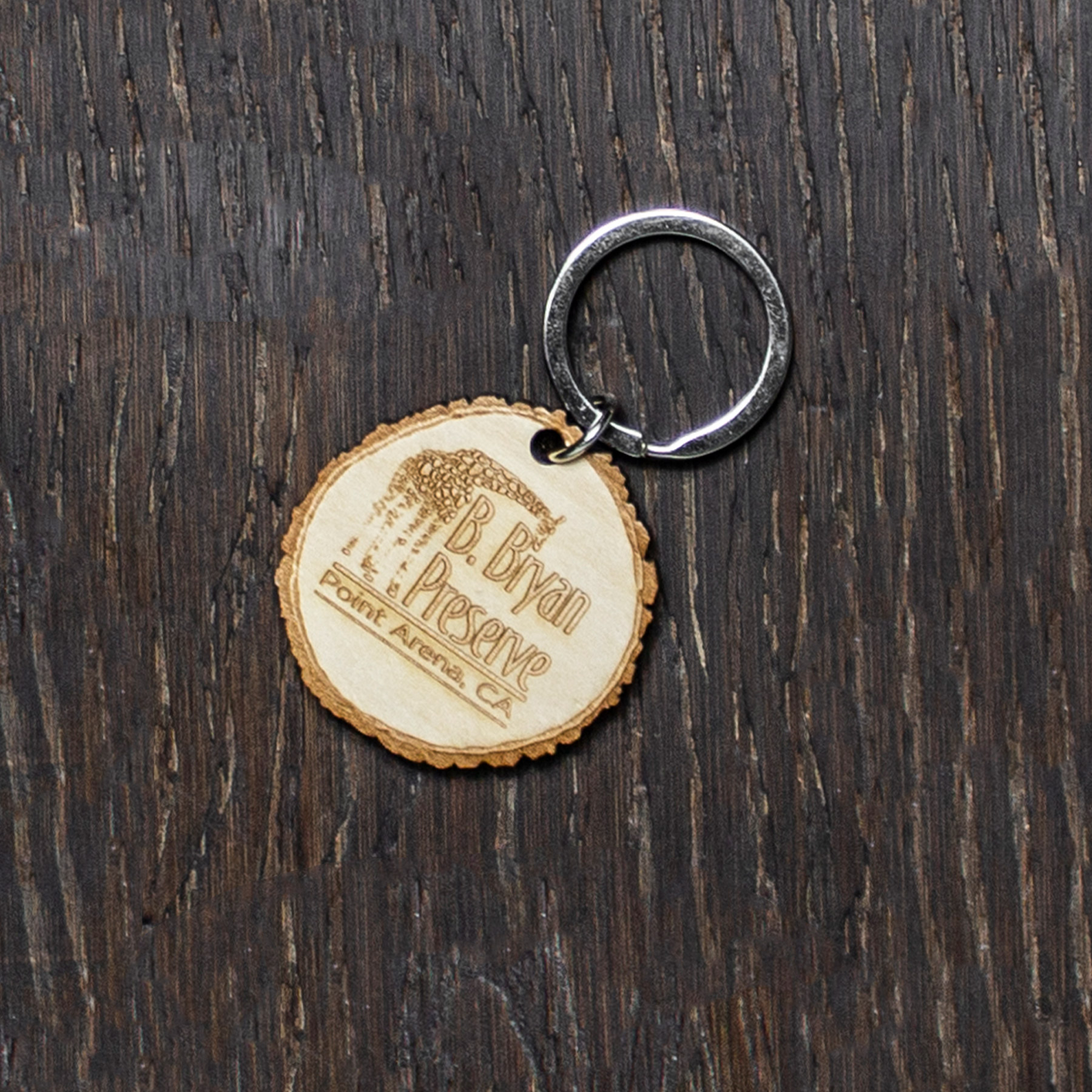 Picture of Custom Wood Log Cut Keychain
