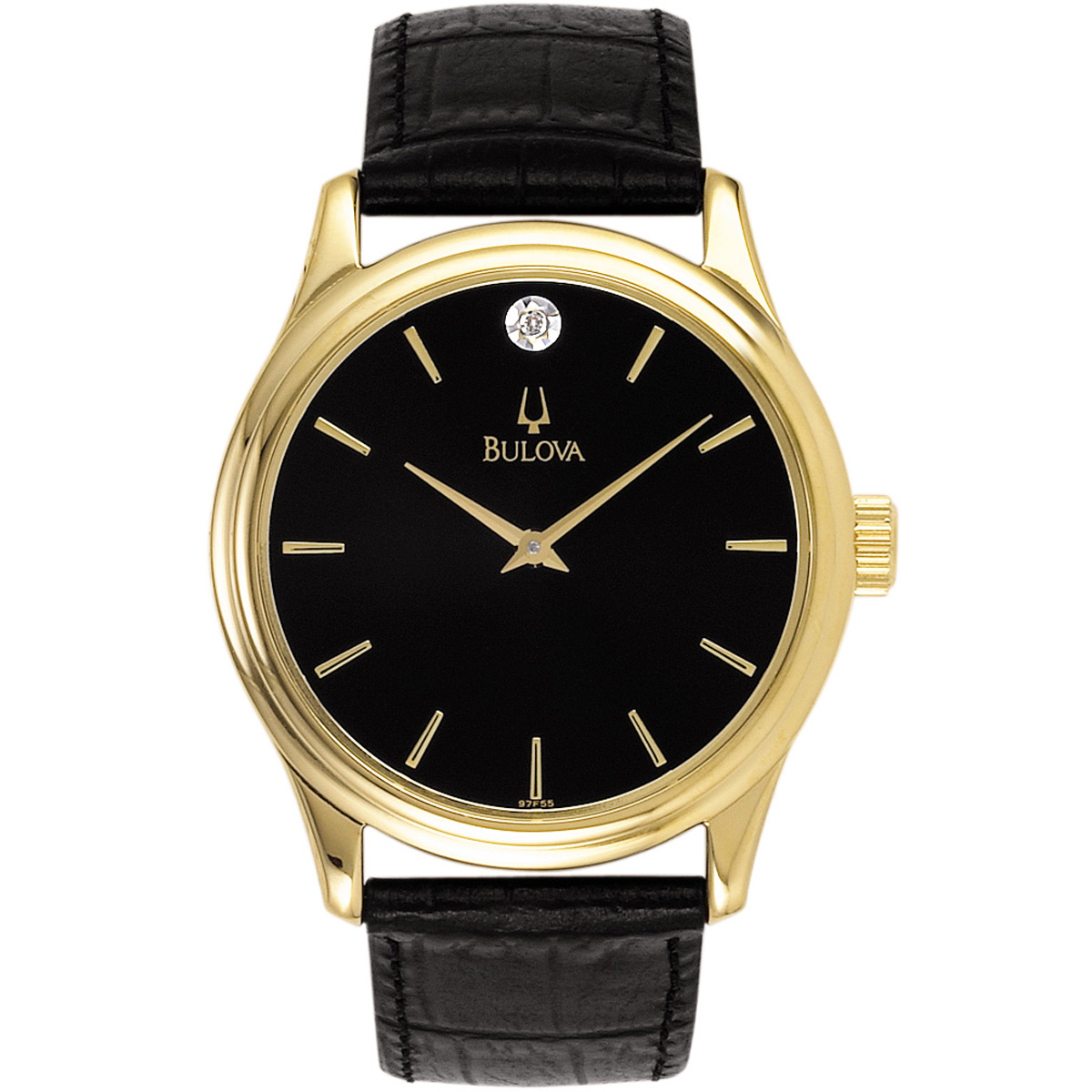 Picture of Bulova Watches Corporate Collection Men's Black Dial w/ Diamond Black Strap Watch