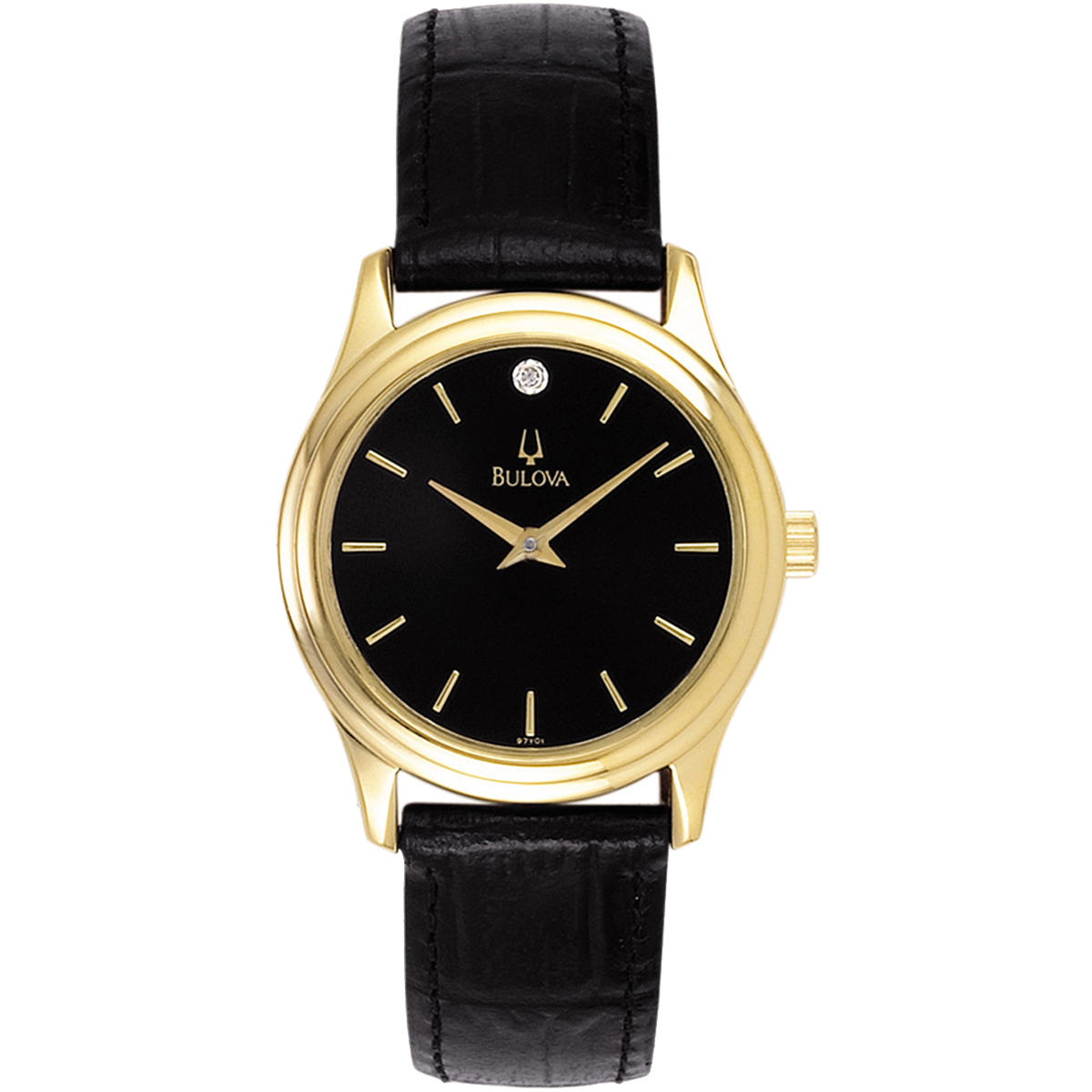 Picture of Bulova Watches Corporate Collection Women's Black Dial w/ Diamond Black Strap Watch