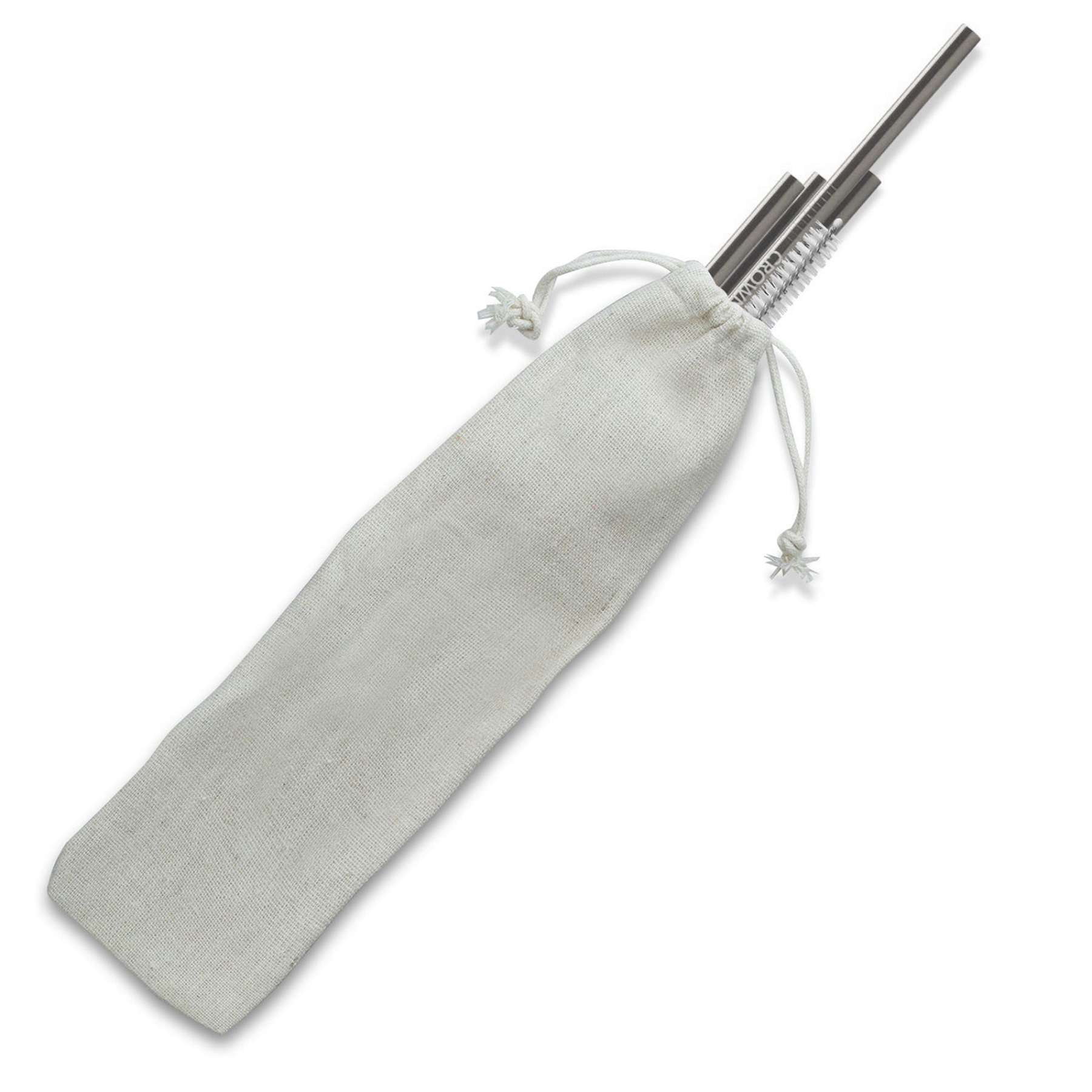 Picture of Straight Stainless Steel Straws: Set Of 2" Silver