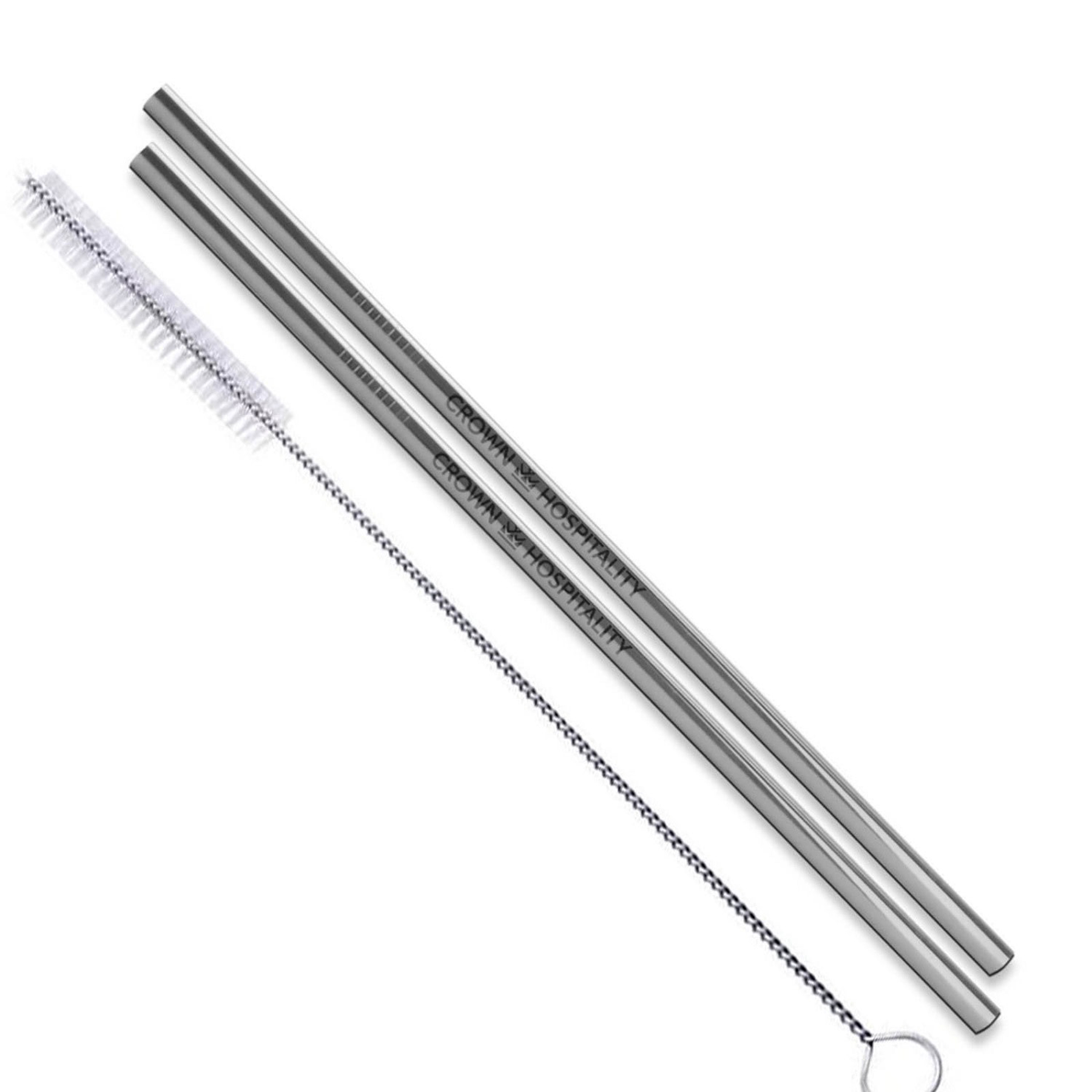 Picture of Straight Stainless Steel Straws: Set Of 2" Silver
