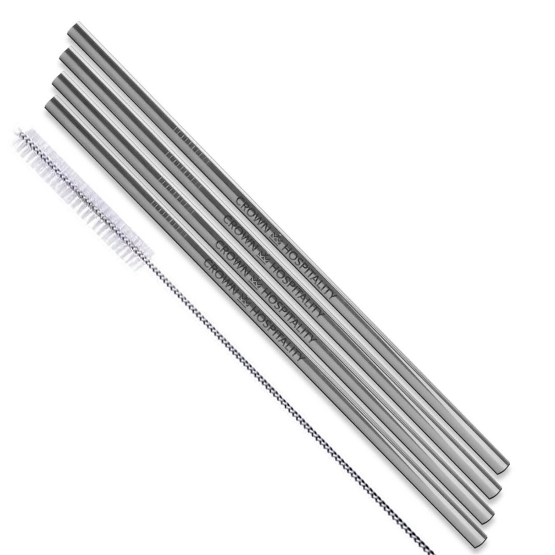 Picture of Straight Stainless Steel Straws: Set Of 4" Silver
