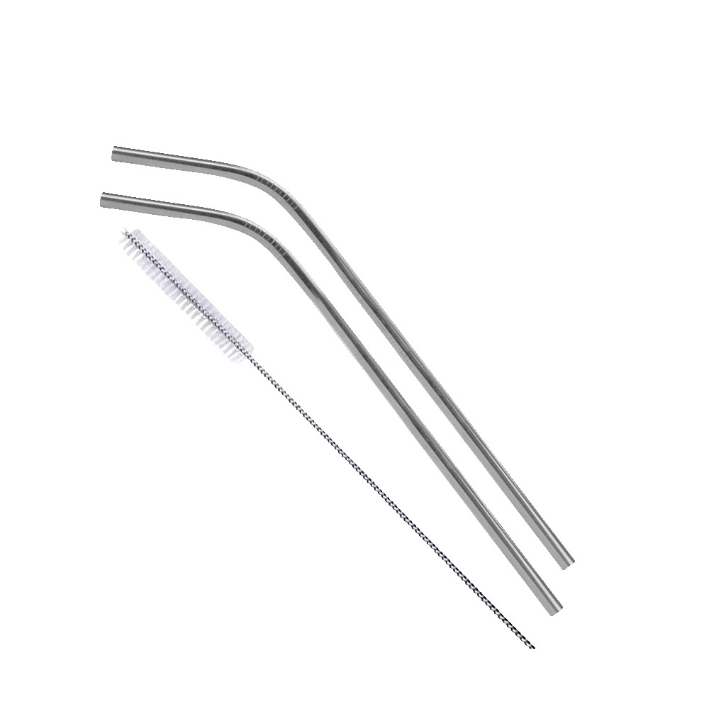 Picture of Bent Stainless Steel Straws: Set Of 2" Silver