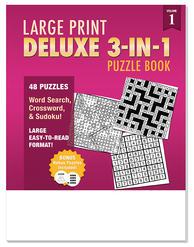 Picture of LARGE PRINT Deluxe 3-in-1 Puzzle Book