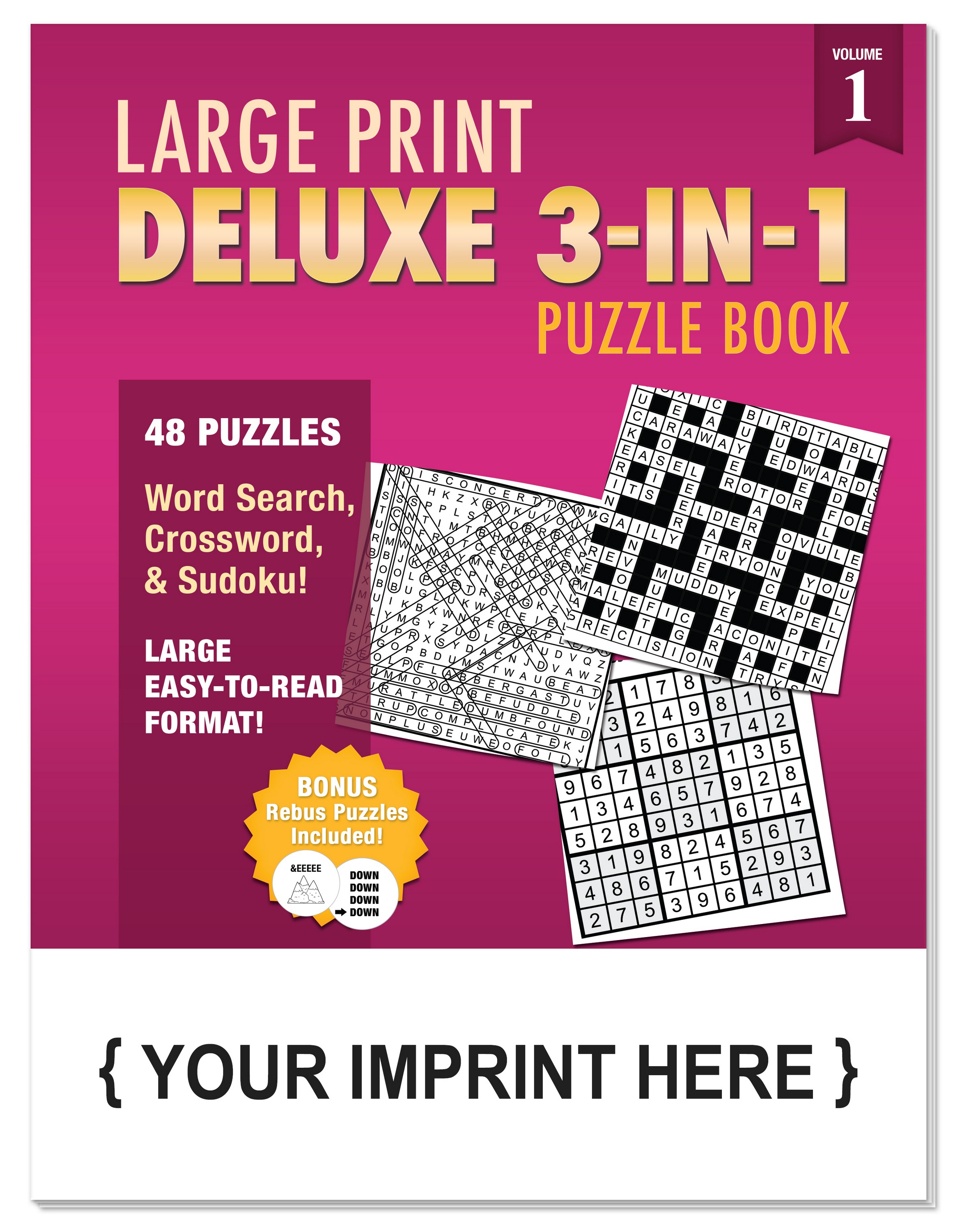 Picture of LARGE PRINT Deluxe 3-in-1 Puzzle Book