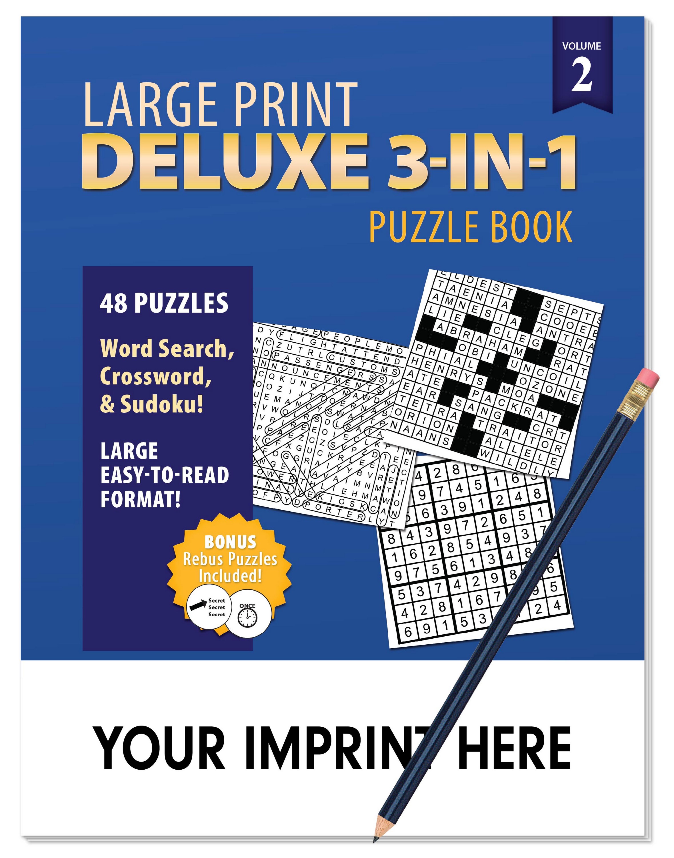 Picture of LARGE PRINT Deluxe 3-in-1 Puzzle Book Pack. Volume 2