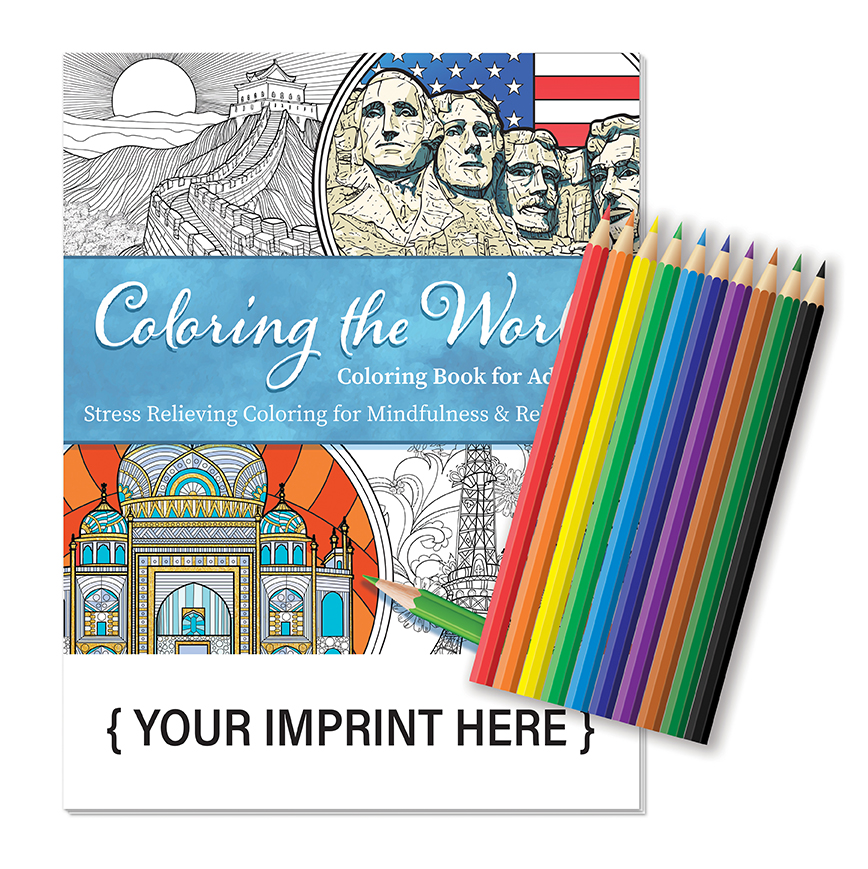 Picture of Relax Pack - Coloring the World Coloring Book for Adults + Colored Pencils