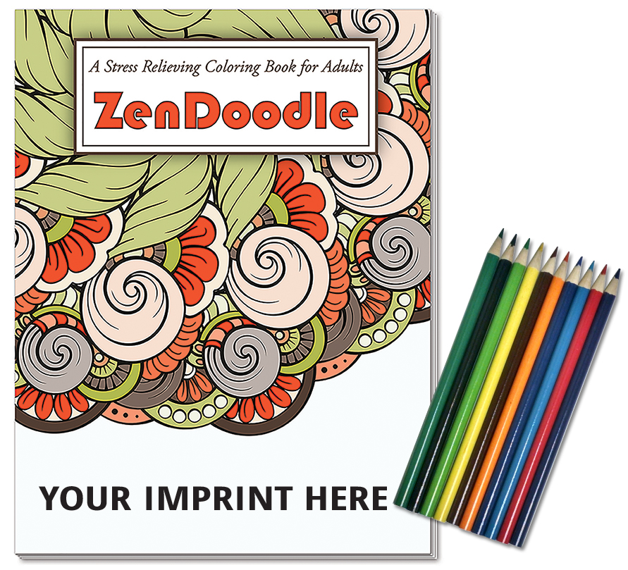 Picture of Relax Pack - ZenDoodle Coloring Book for Adults + Colored Pencils