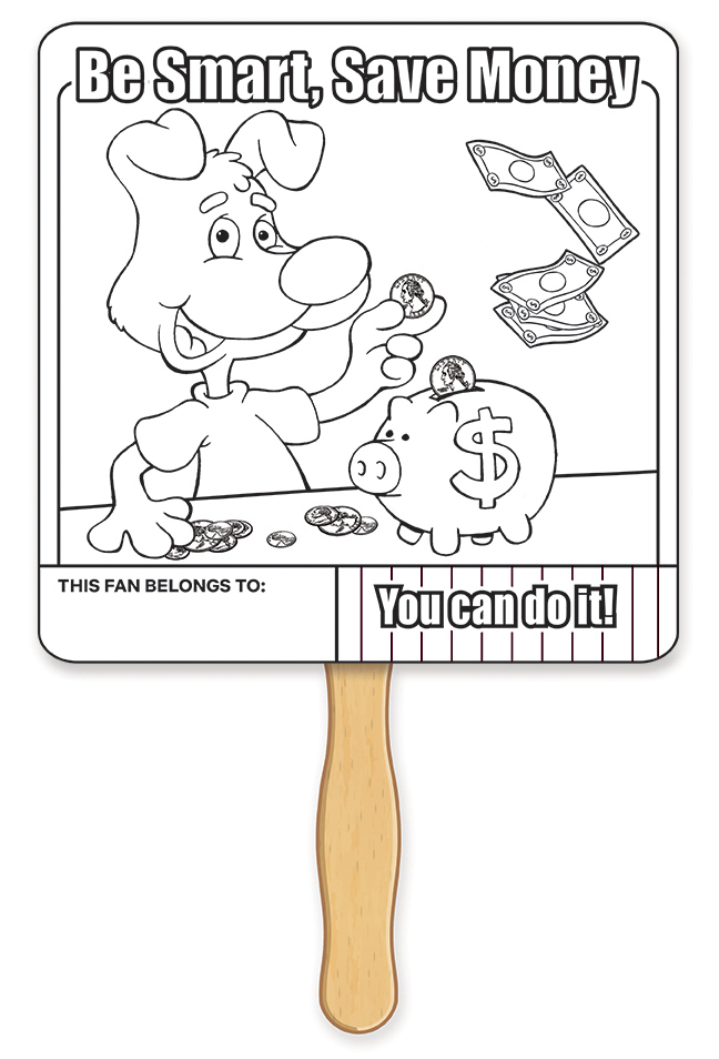 Picture of Saving Money Coloring Hand Fan - FSC Certified