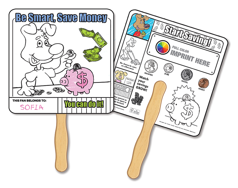 Picture of Saving Money Coloring Hand Fan - FSC Certified