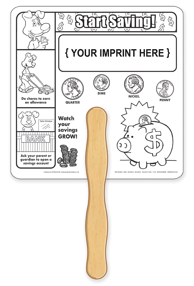 Picture of Saving Money Coloring Hand Fan - FSC Certified