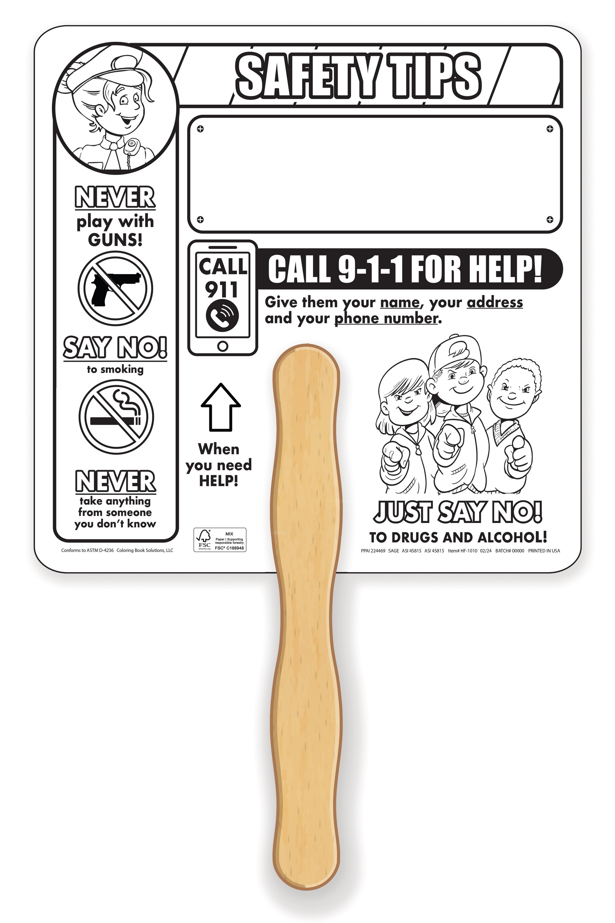 Picture of Hand Fan - Crime Prevention Coloring